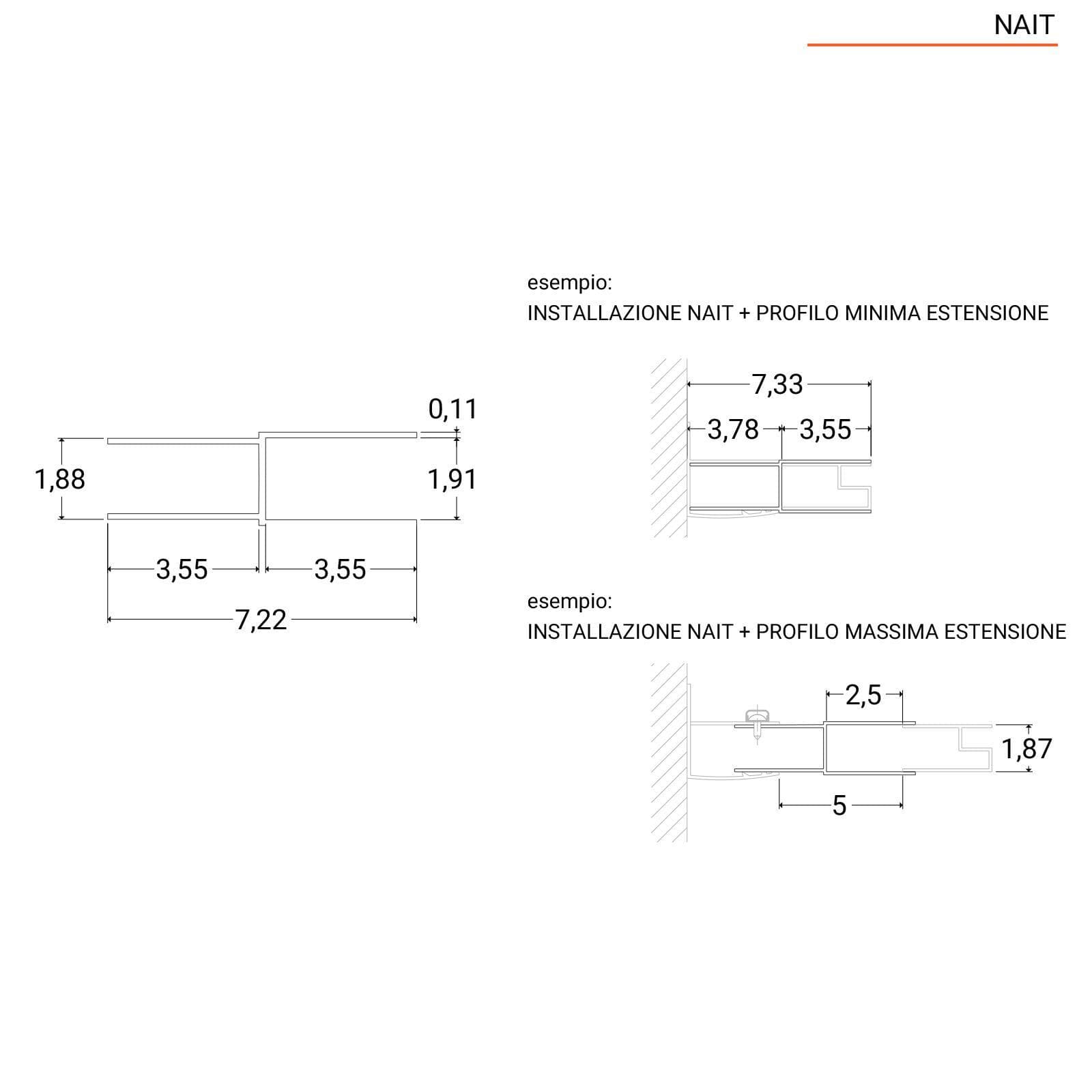 Profilo di estensione 3,5 - 5 cm per box doccia - Nait