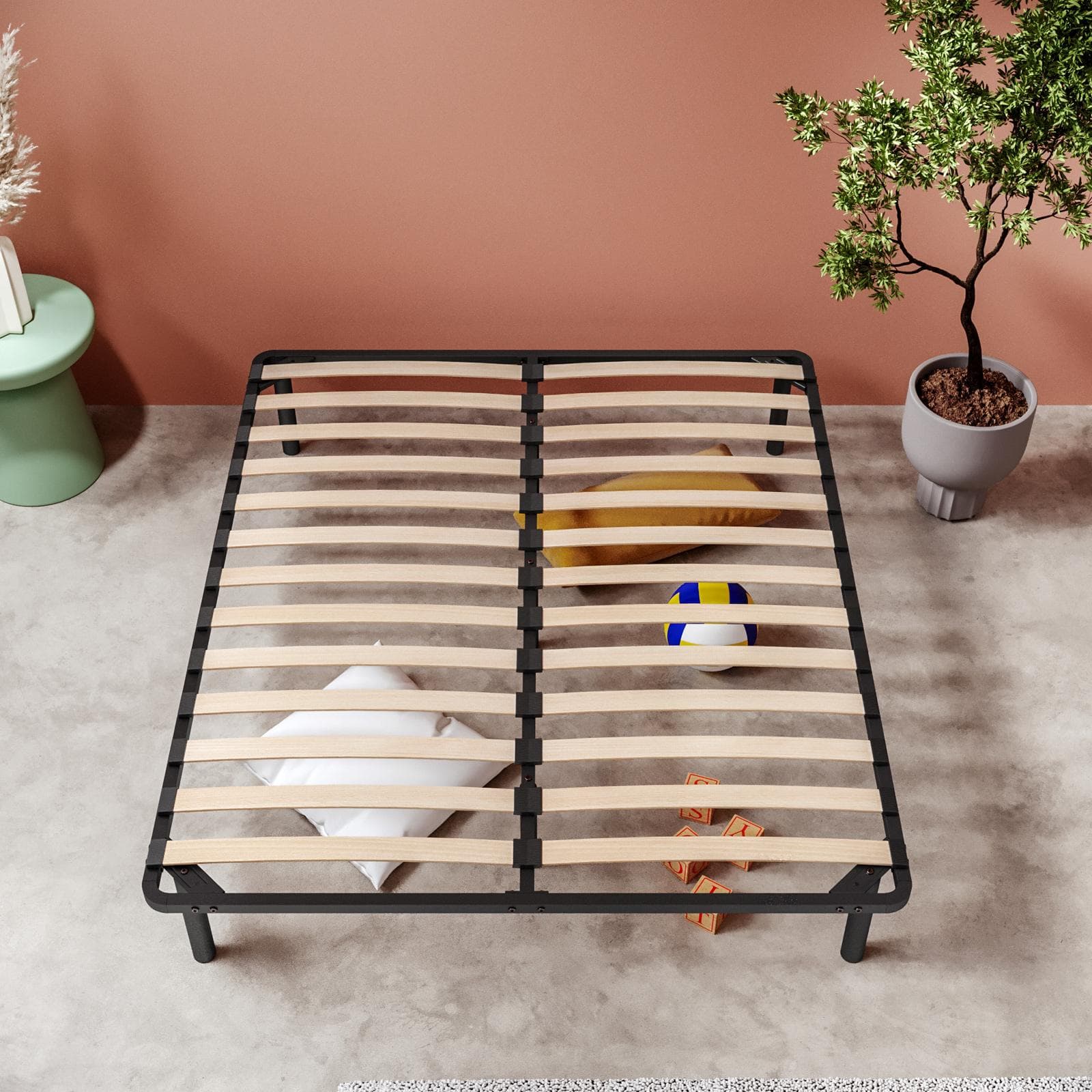 Rete a doghe per letto matrimoniale 160x200 cm con piedini