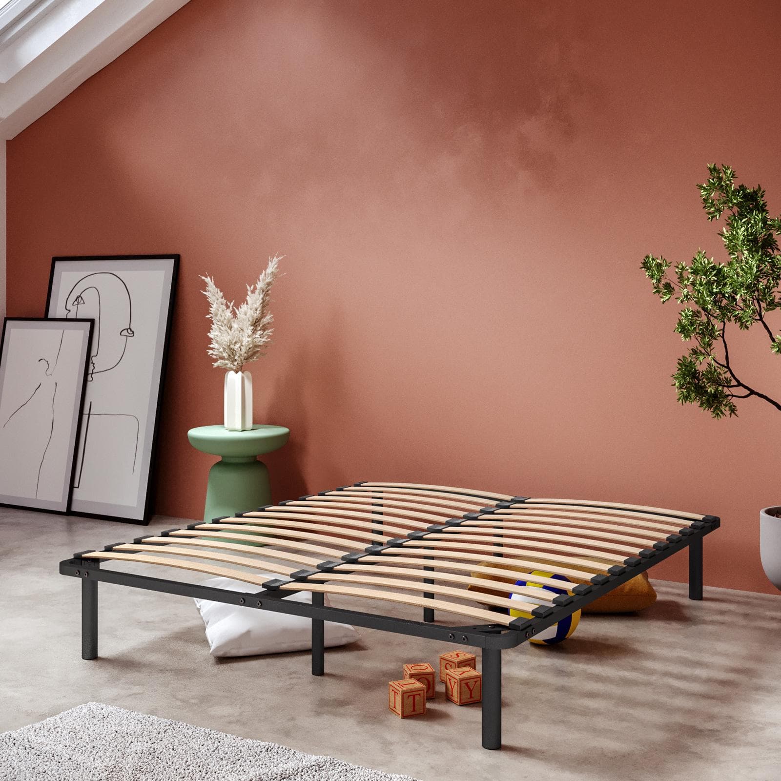 Rete a doghe per letto matrimoniale 160x200 cm con piedini