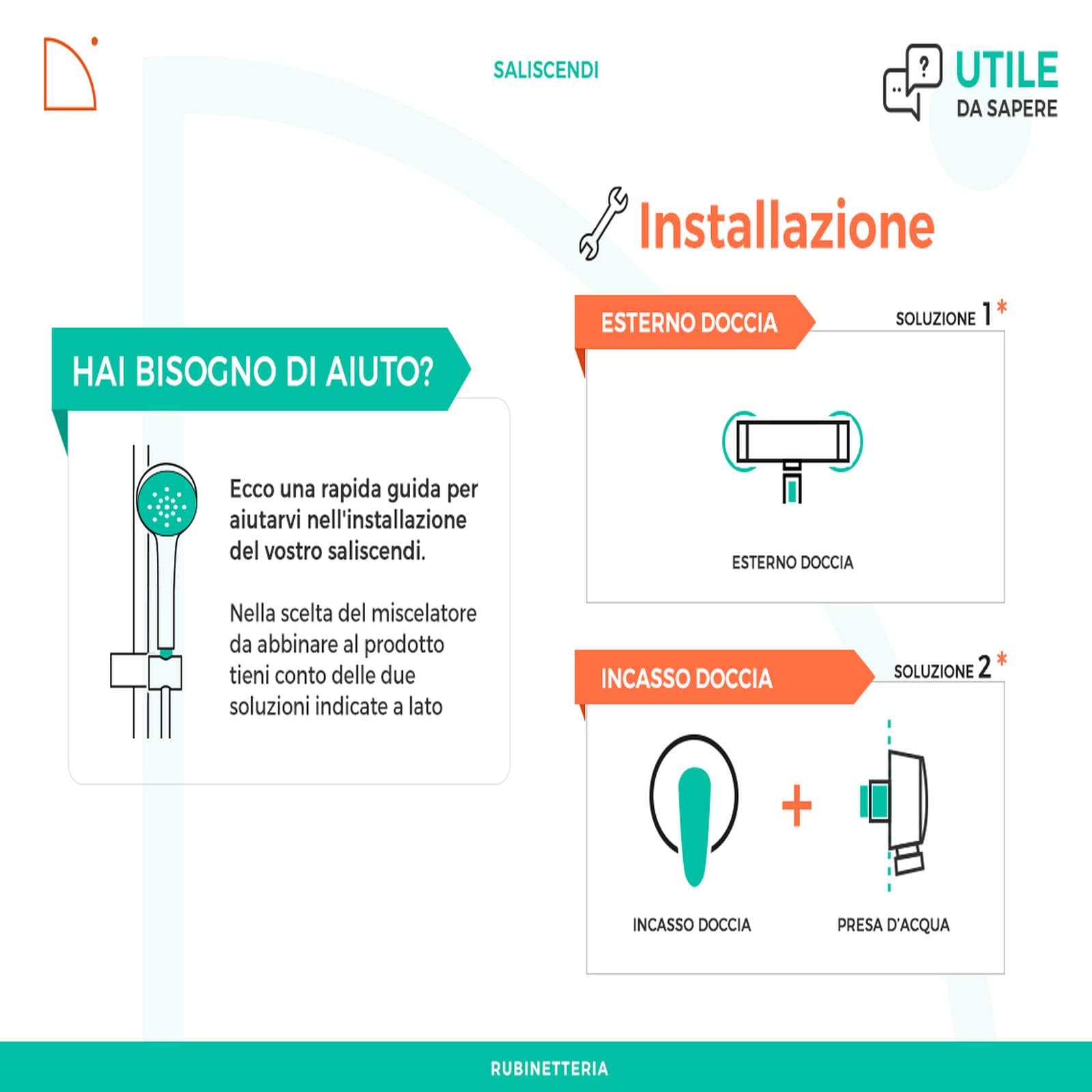 Saliscendi doccia con interasse 69,8 cm cromato con flessibile pvc argento - Life di Paffoni