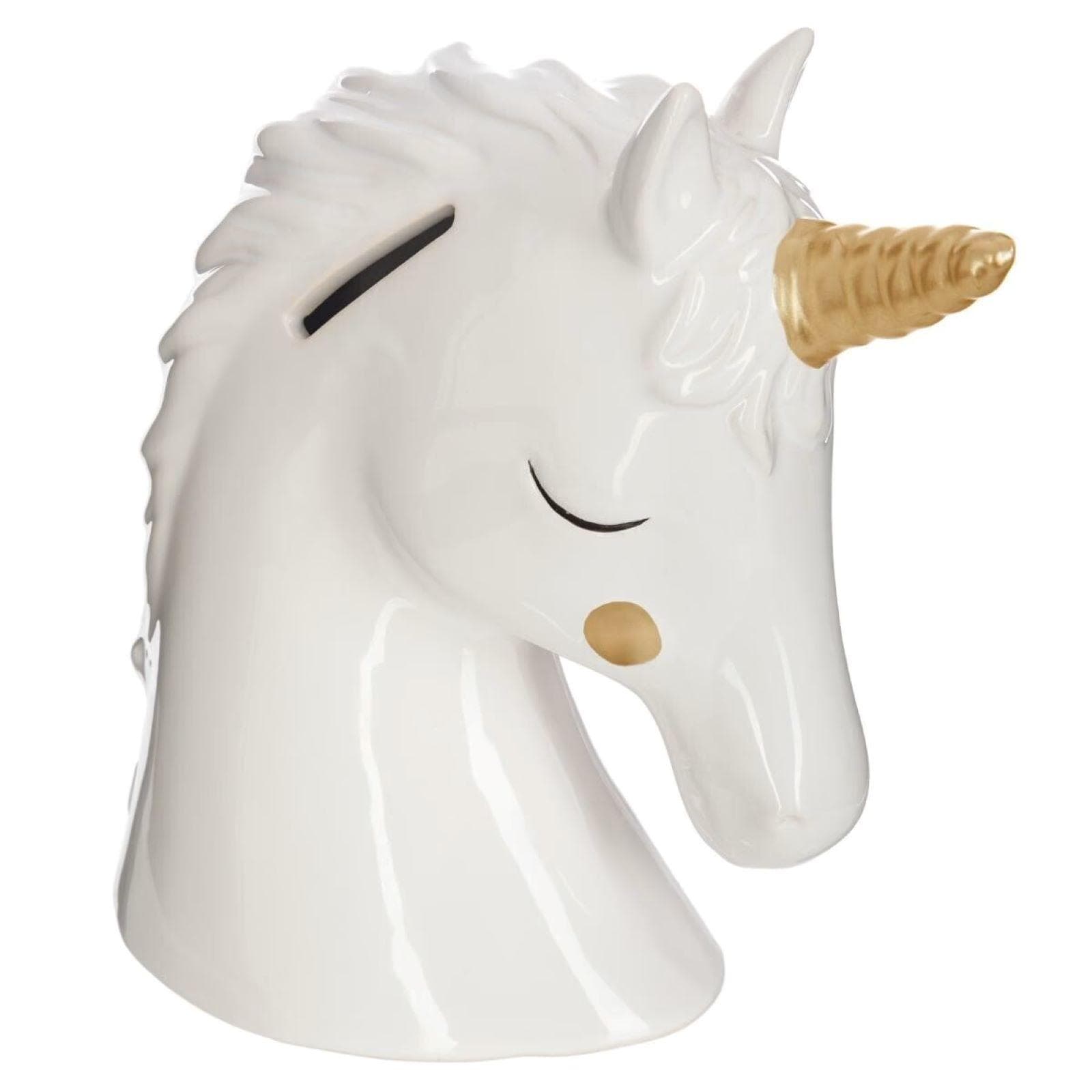 Salvadanaio per bambini 16h cm unicorno in ceramica bianco - Kids