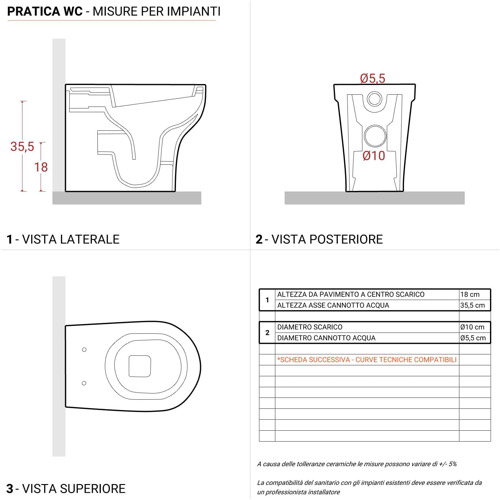 Sanitari Azzurra Pratica in ceramica wc con sedile e bidet scarico traslato