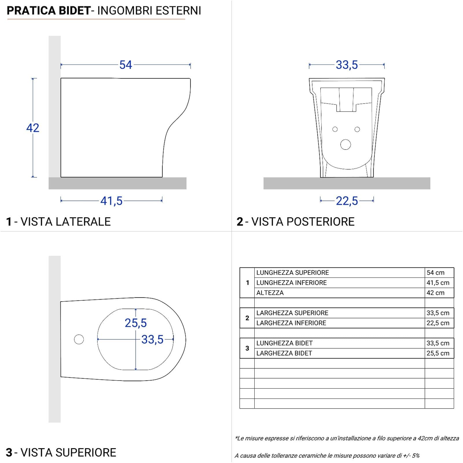 Sanitari Azzurra Pratica in ceramica wc con sedile e bidet scarico traslato