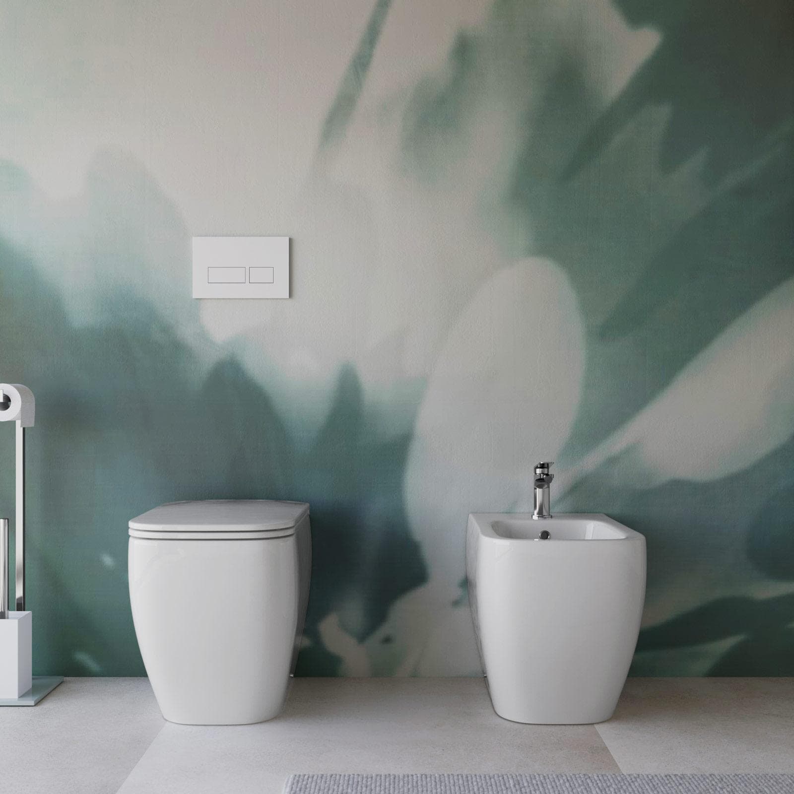 Sanitari filo muro in ceramica wc completo di sedile softclose e bidet - Kira