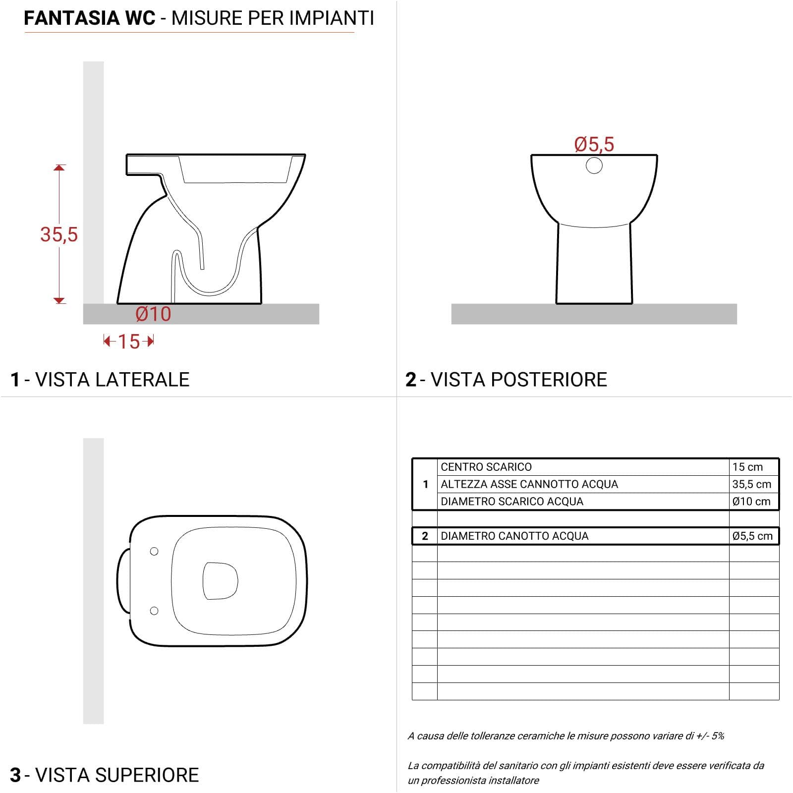 Sanitari filomuro a cacciata scarico verticale Serie Fantasia - Geberit