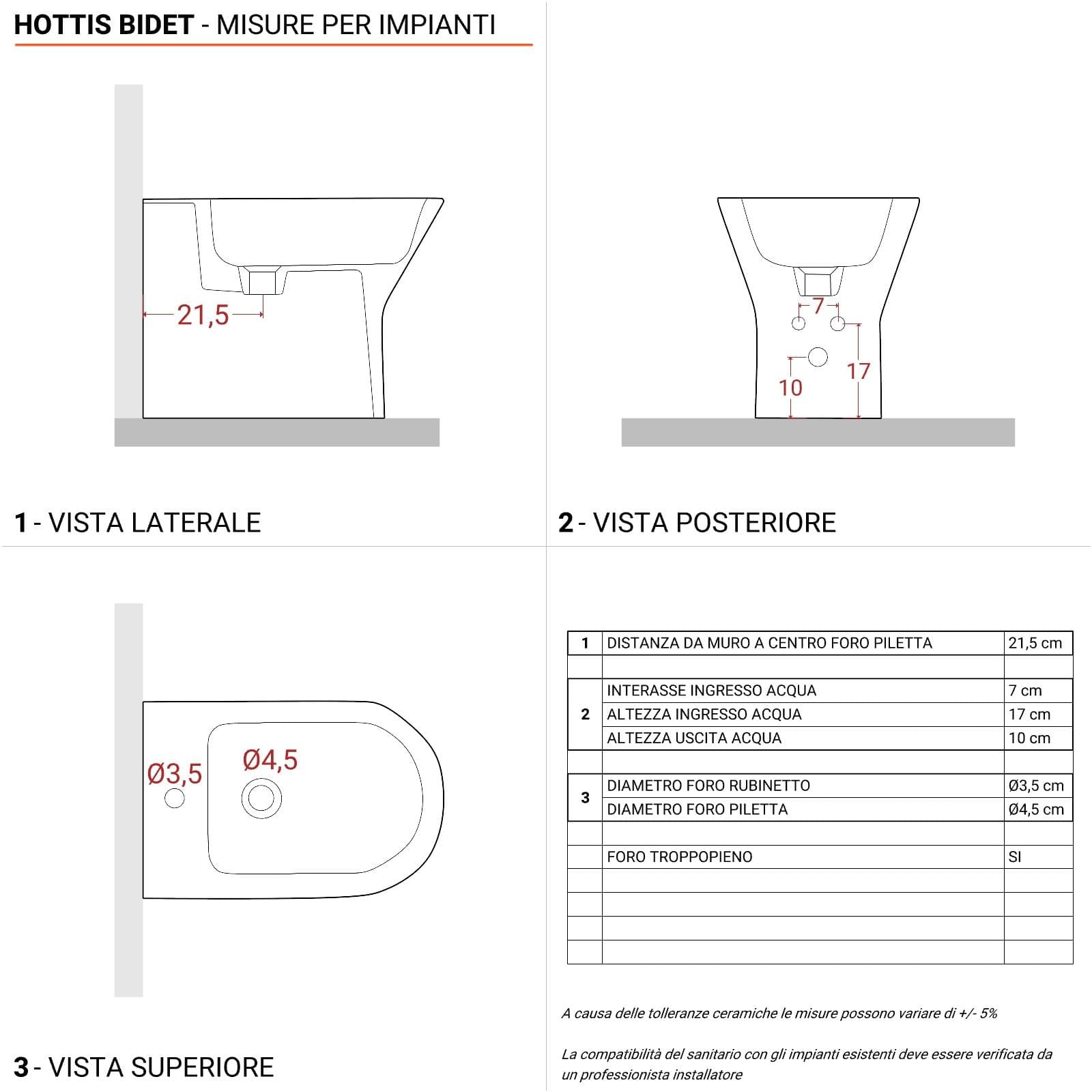 Sanitari filomuro coppia vaso rimless con bidet in ceramica e copriwc soft close - Hottis