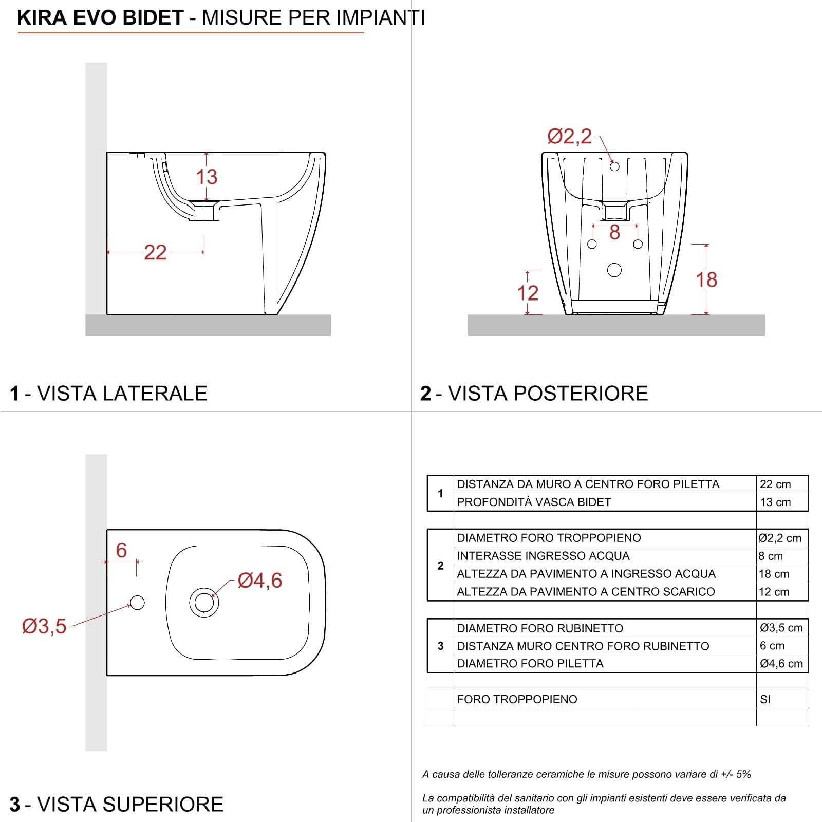 Sanitari filomuro in ceramica con sedile avvolgente soft-close bianco - Kira Evo