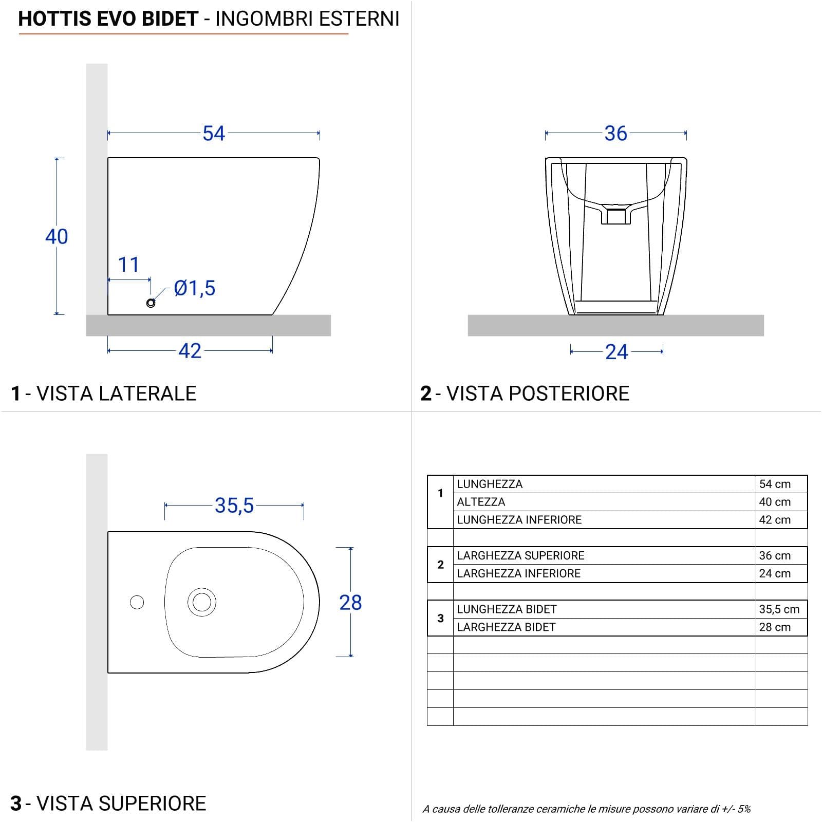 Sanitari filomuro in ceramica con sedile avvolgente soft-close - Hottis Evo