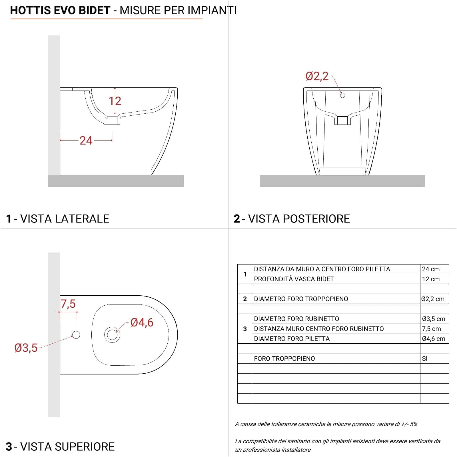 Sanitari filomuro in ceramica con sedile avvolgente soft-close - Hottis Evo