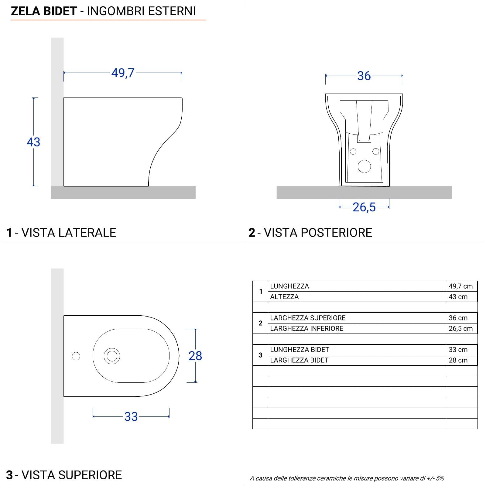 Sanitari filomuro in ceramica senza brida con sedile softclose - Zela