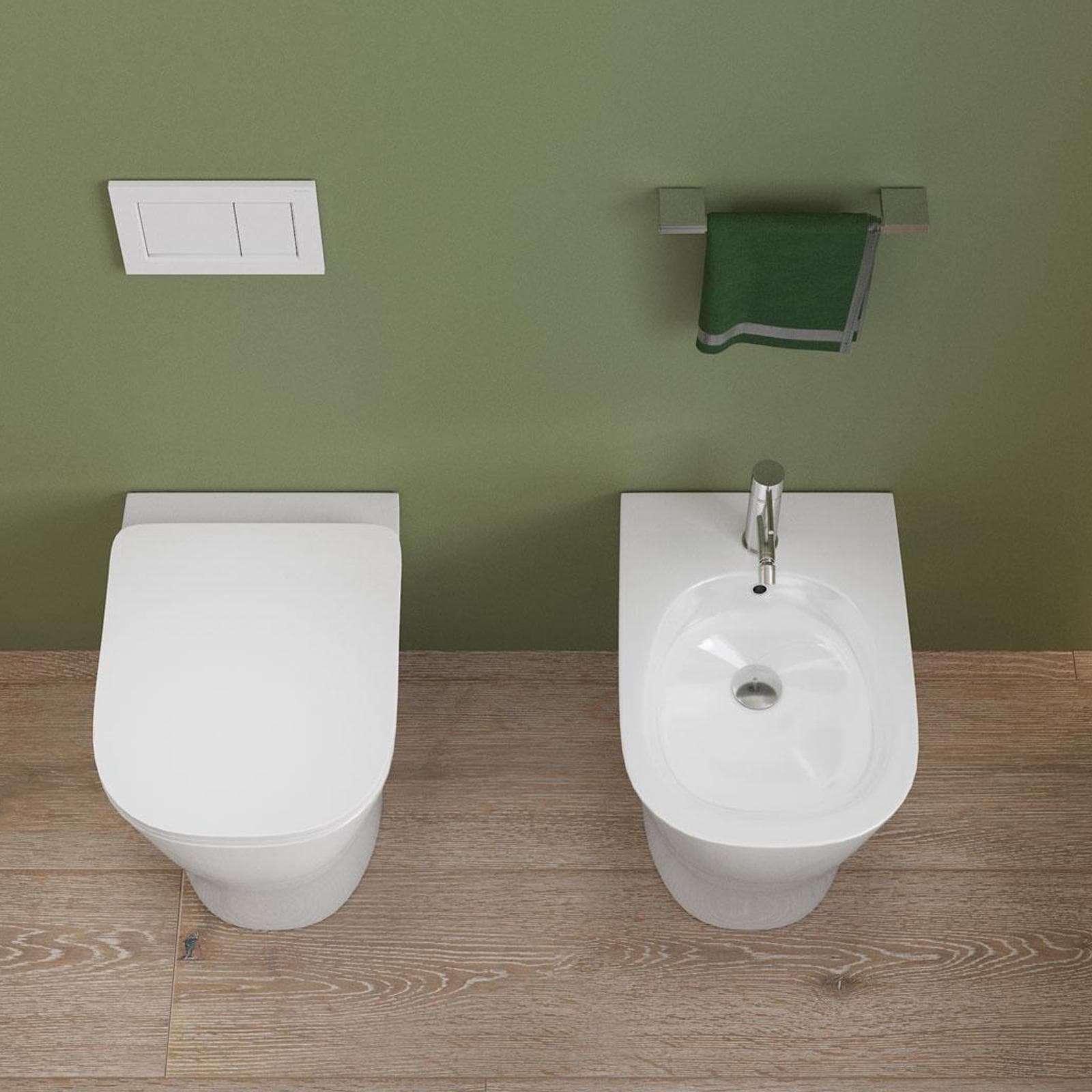 Sanitari filomuro con copriwc softclose con sgancio rapido - Clessidra