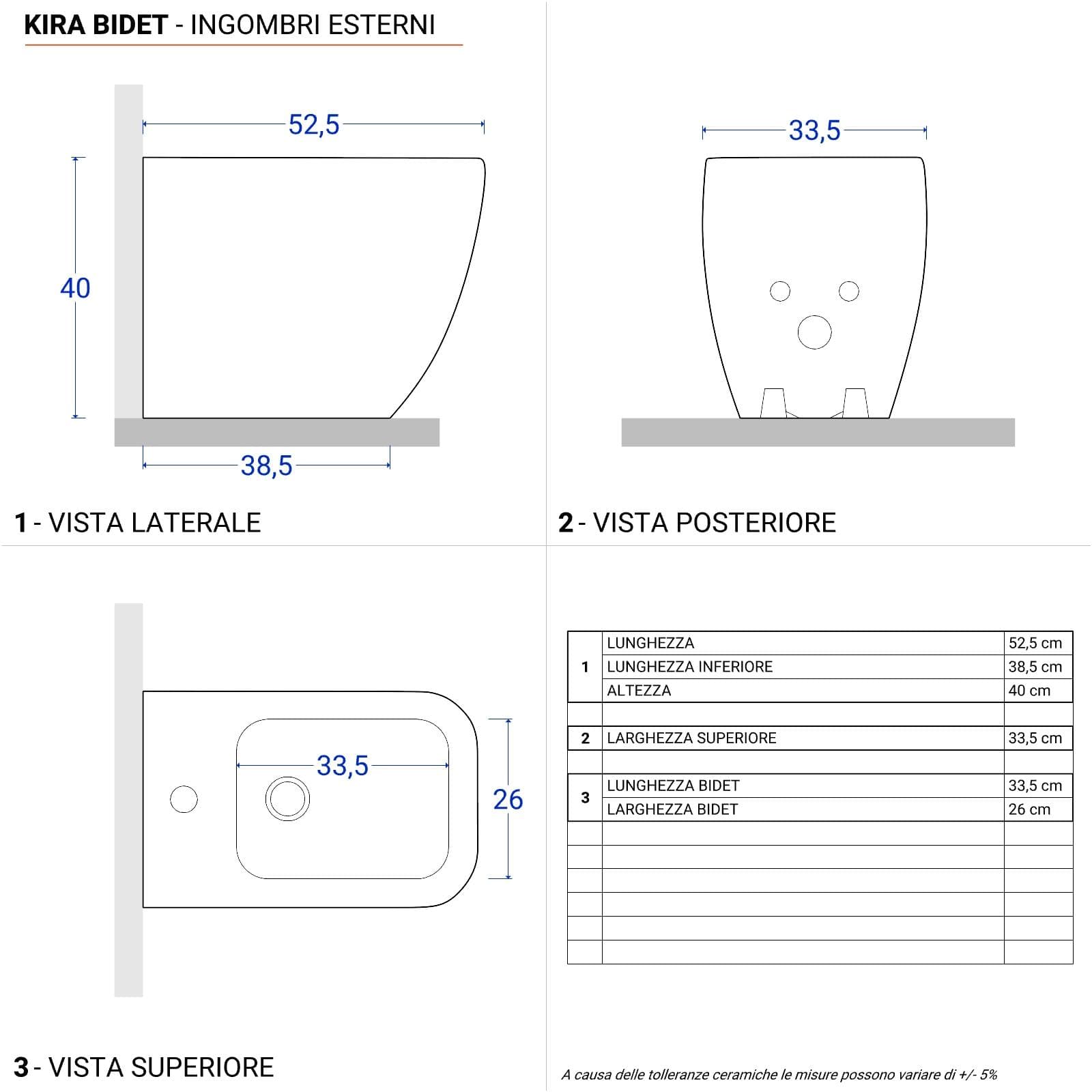 Sanitari filoparete ceramica per arredo bagno moderno wc bidet e copriwc - Kira