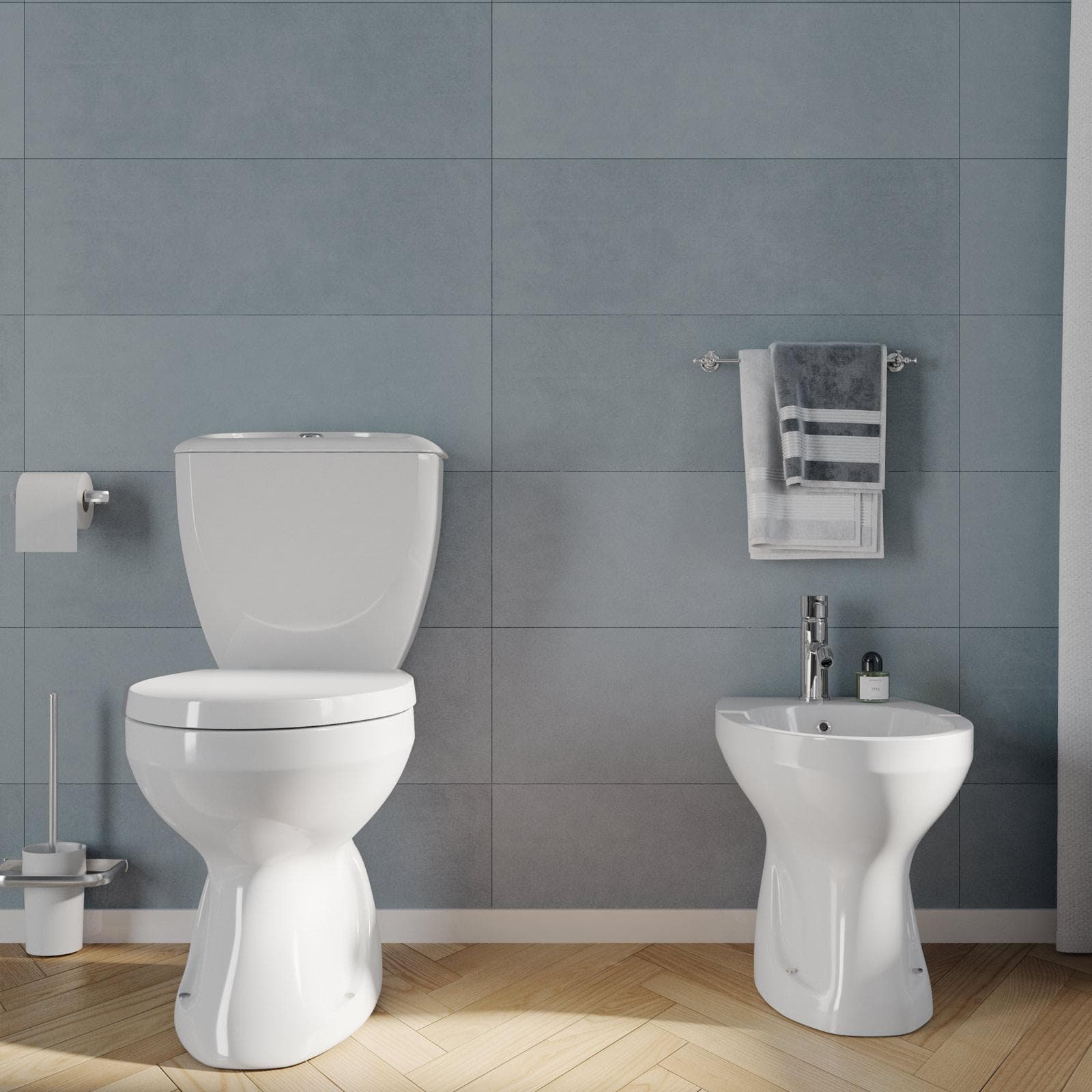 Sanitari monoblocco con scarico a terra e sedile bianco - Malay