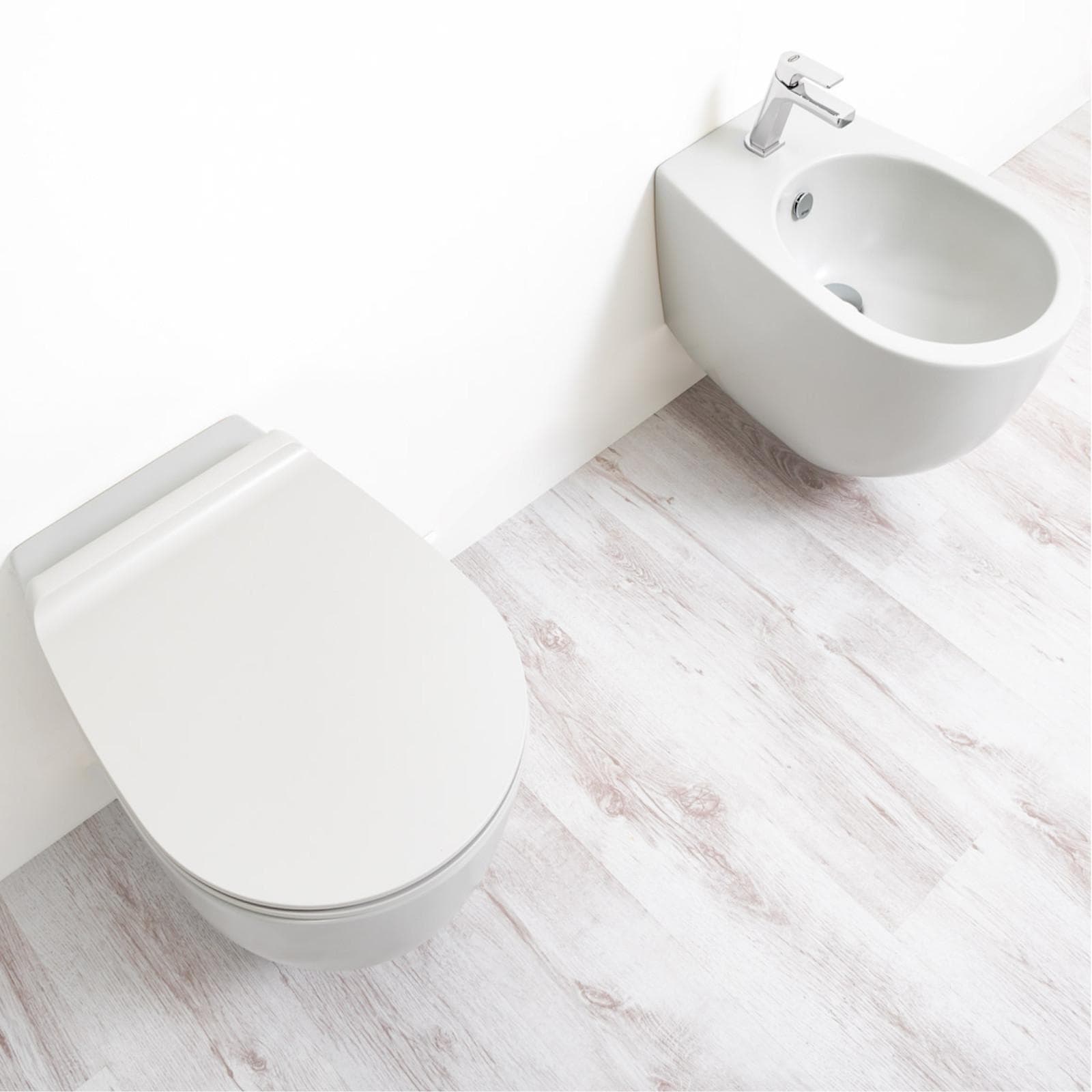 Sanitari opachi coppia sospesi bidet + wc + sedile tela opaco - Vignoni di Simas
