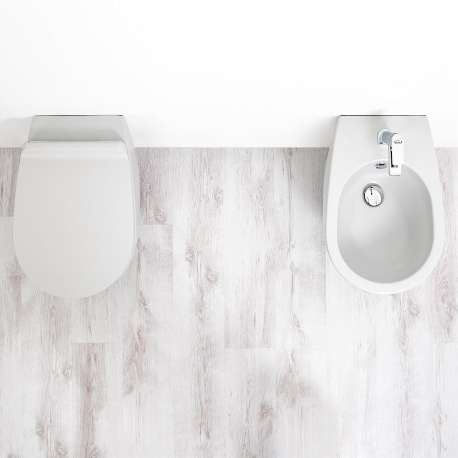 Sanitari opachi coppia sospesi bidet + wc + sedile tela opaco - Vignoni di Simas