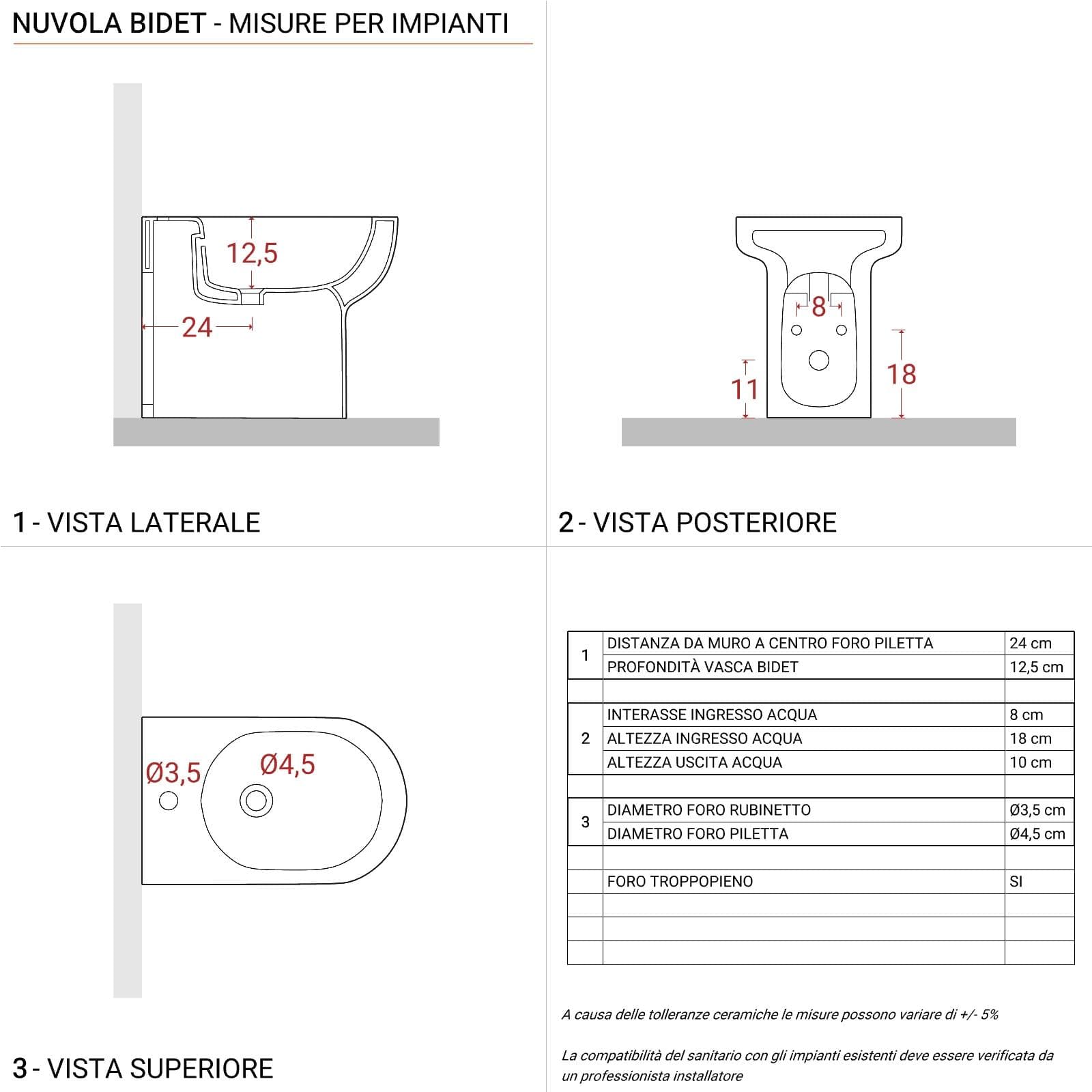 Sanitari per ristrutturazioni Nuvola con scarico traslato regolabile wc bidet e sedile softclose
