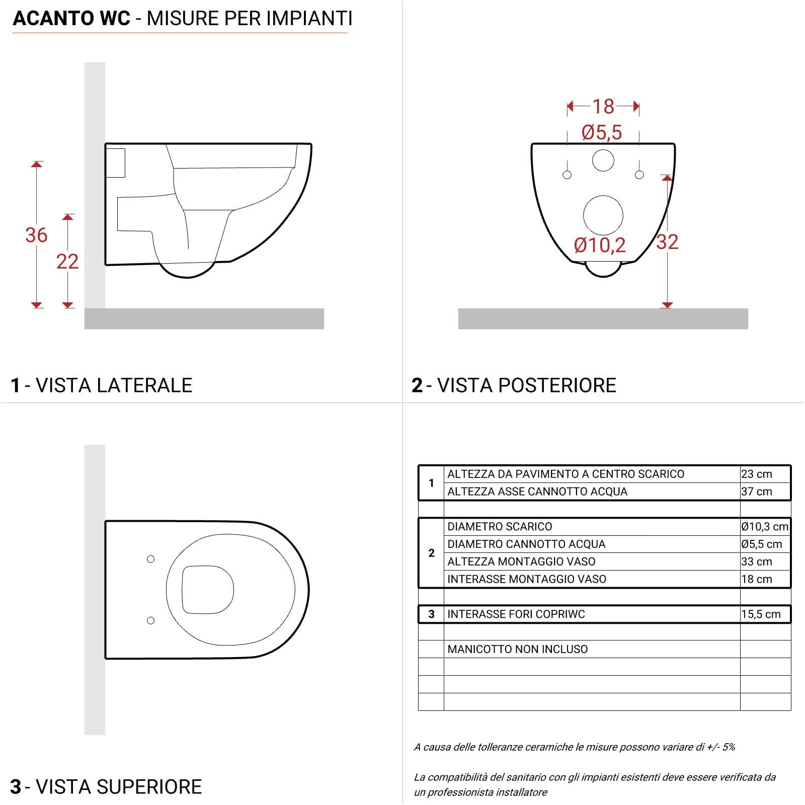 Sanitari sospesi a cacciata rimfree sedile SoftClose keratect Serie Acanto - Geberit