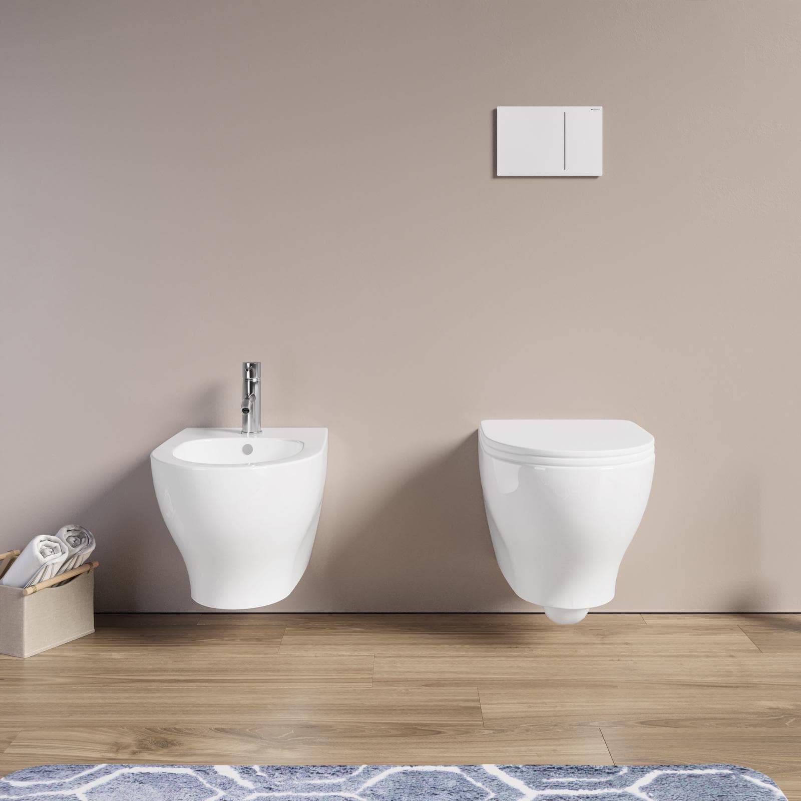 Sanitari sospesi Azzurra serie Pratica in ceramica con sedile copri wc