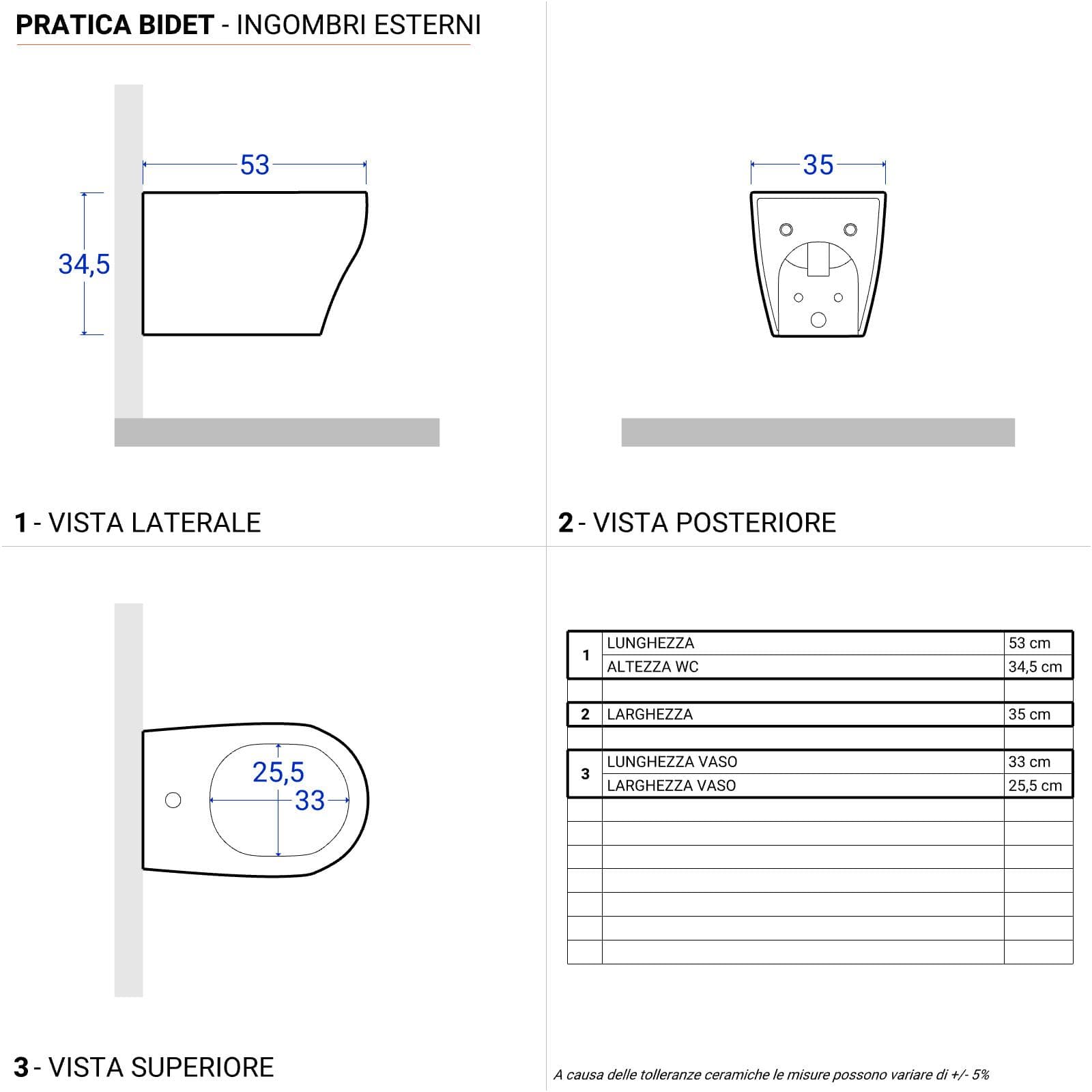 Sanitari sospesi Azzurra serie Pratica in ceramica con sedile copri wc