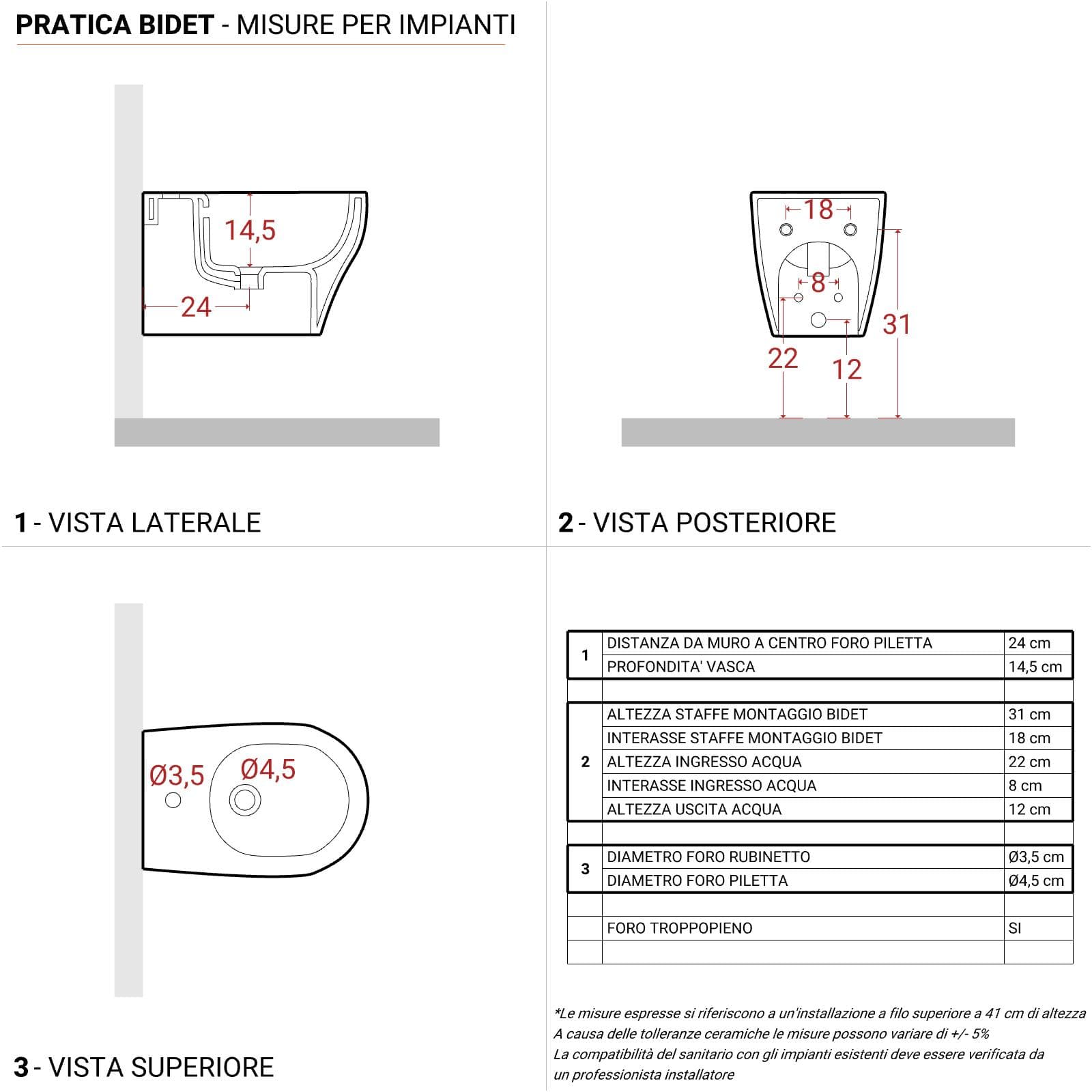 Sanitari sospesi Azzurra serie Pratica in ceramica con sedile copri wc