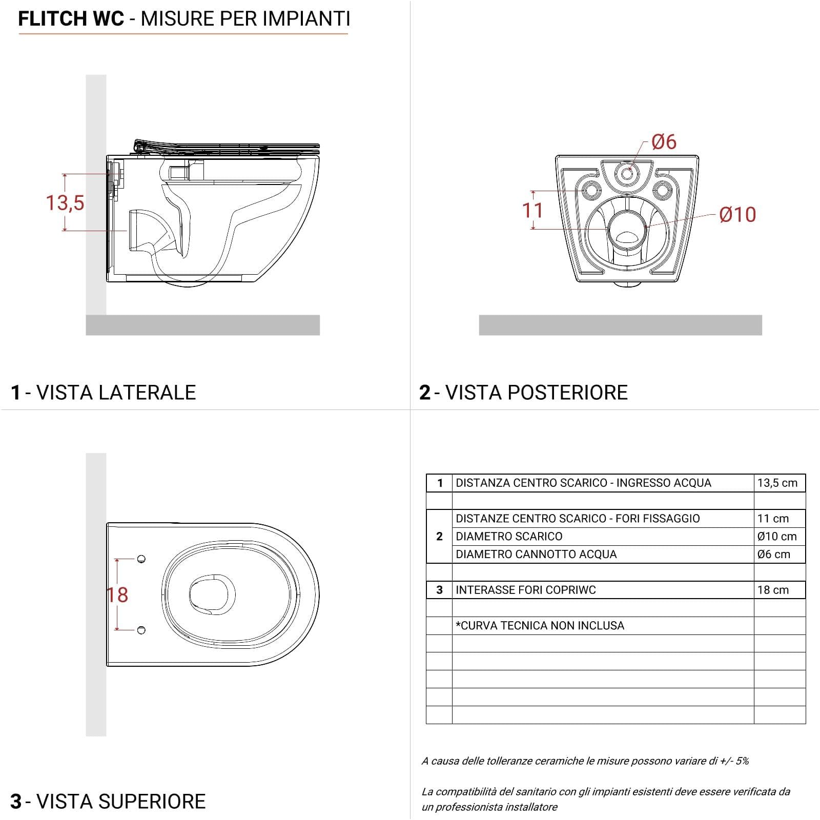 Sanitari sospesi con scarico a vortice in ceramica con copriwc e bidet nero opaco - Flitch