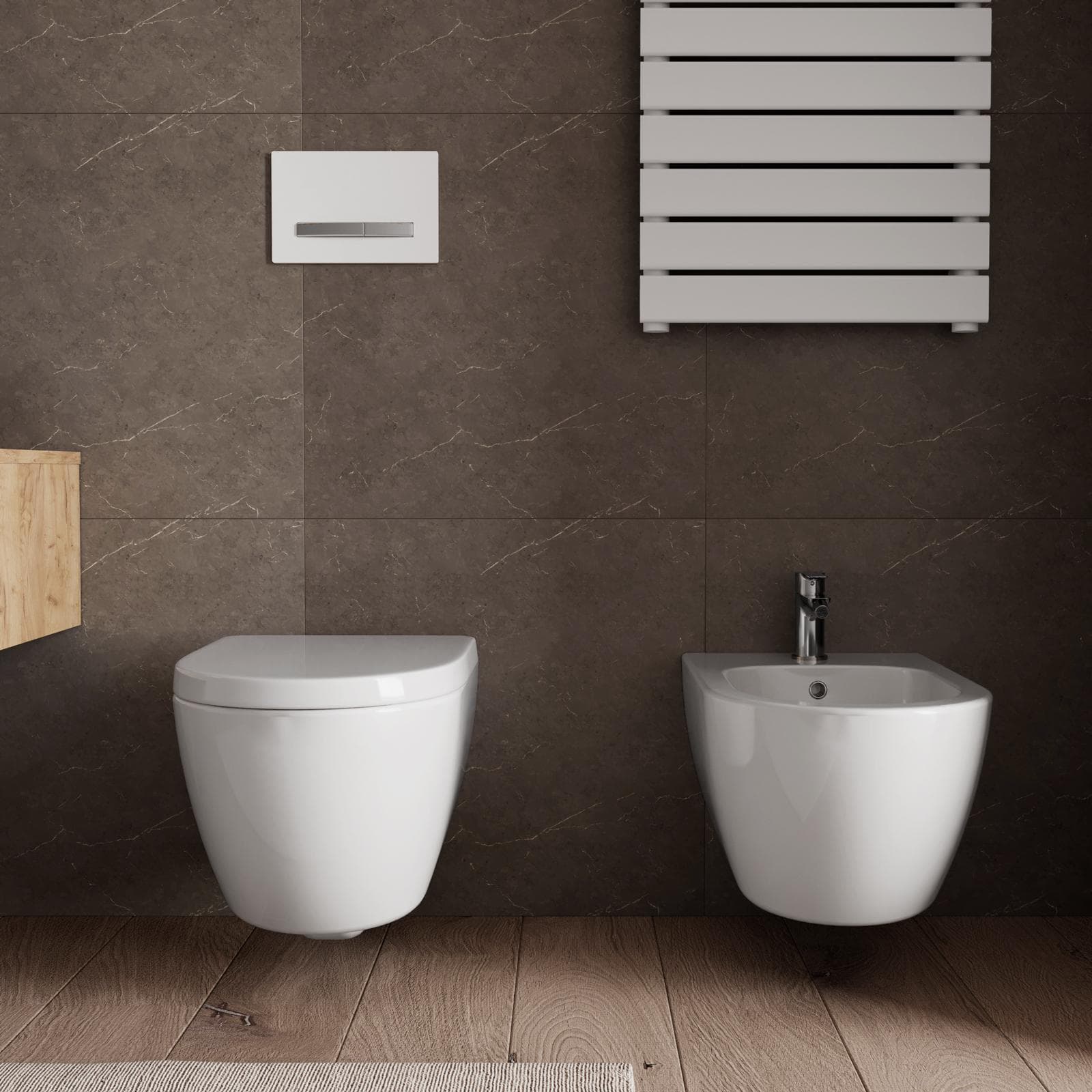 Sanitari sospesi in ceramica con sedile avvolgente soft-close - Hottis Evo