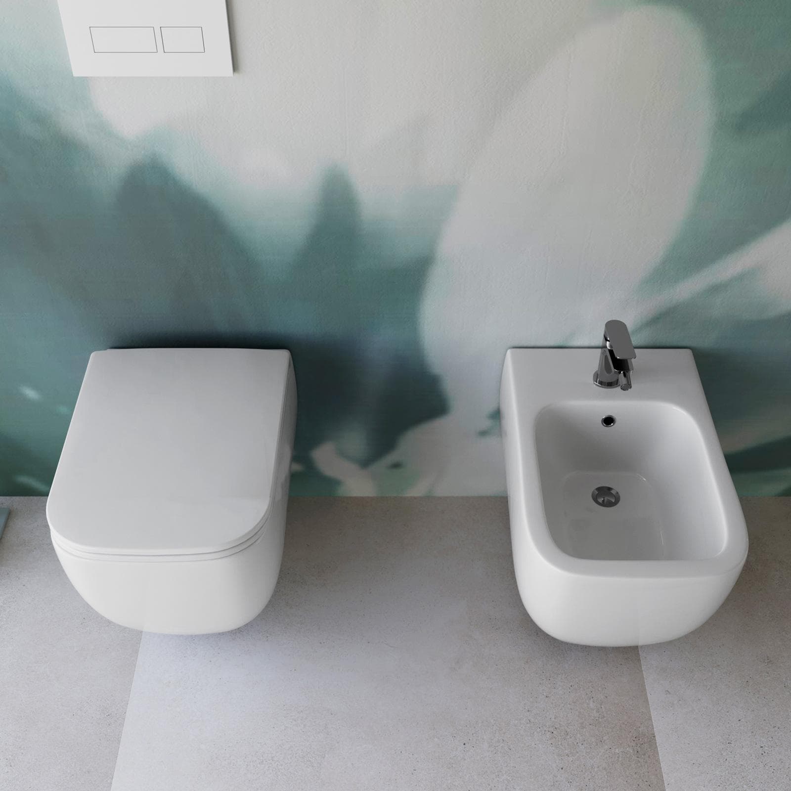 Sanitari sospesi in ceramica con sedile copri wc con chiusura softclose - Kira