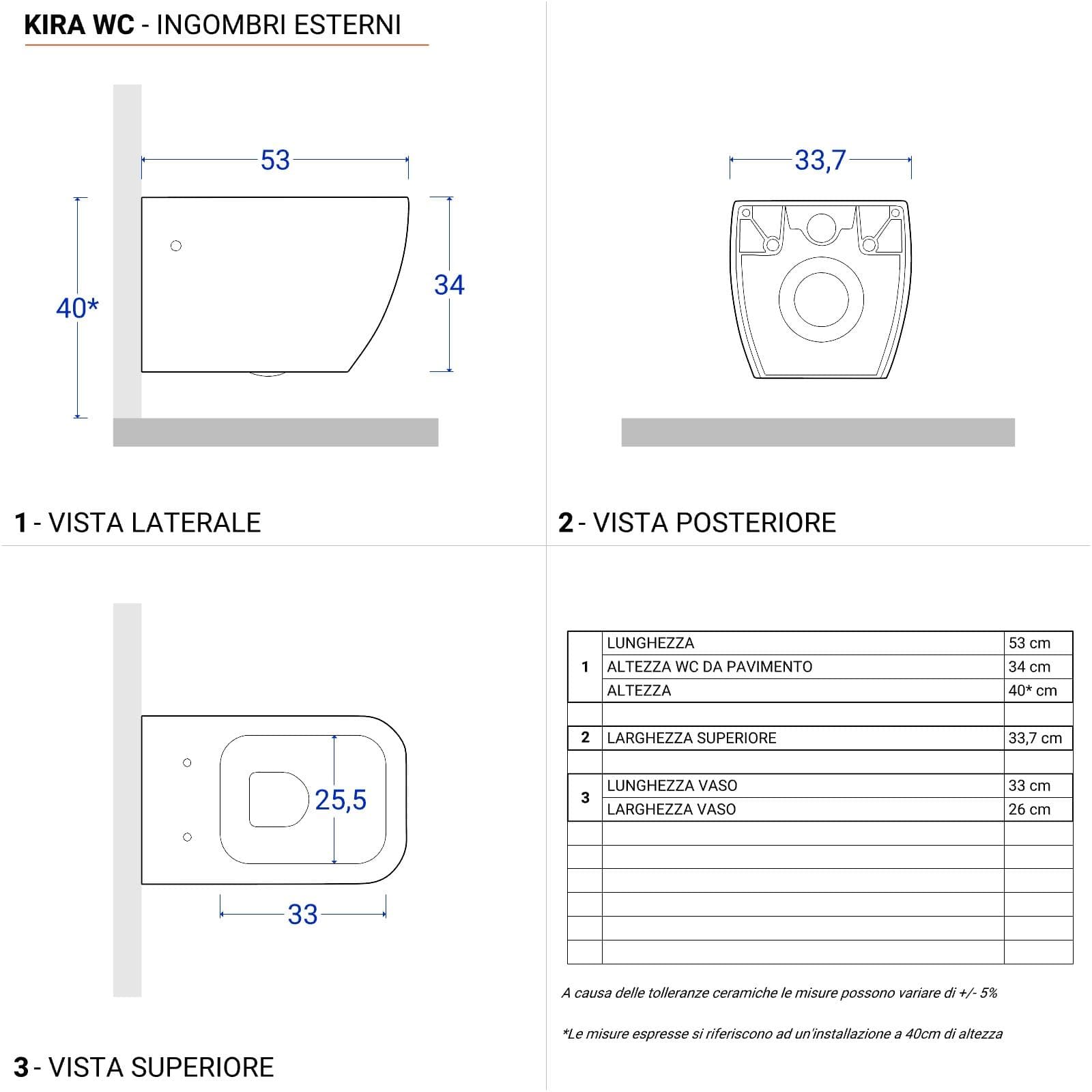 Sanitari sospesi in ceramica con sedile copri wc con chiusura softclose - Kira