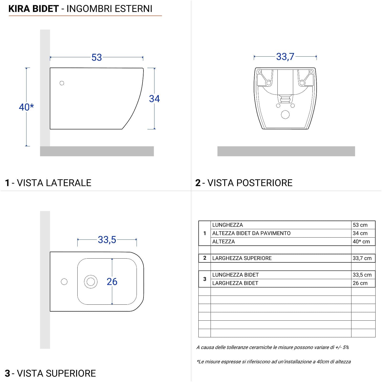 Sanitari sospesi in ceramica con sedile copri wc con chiusura softclose - Kira