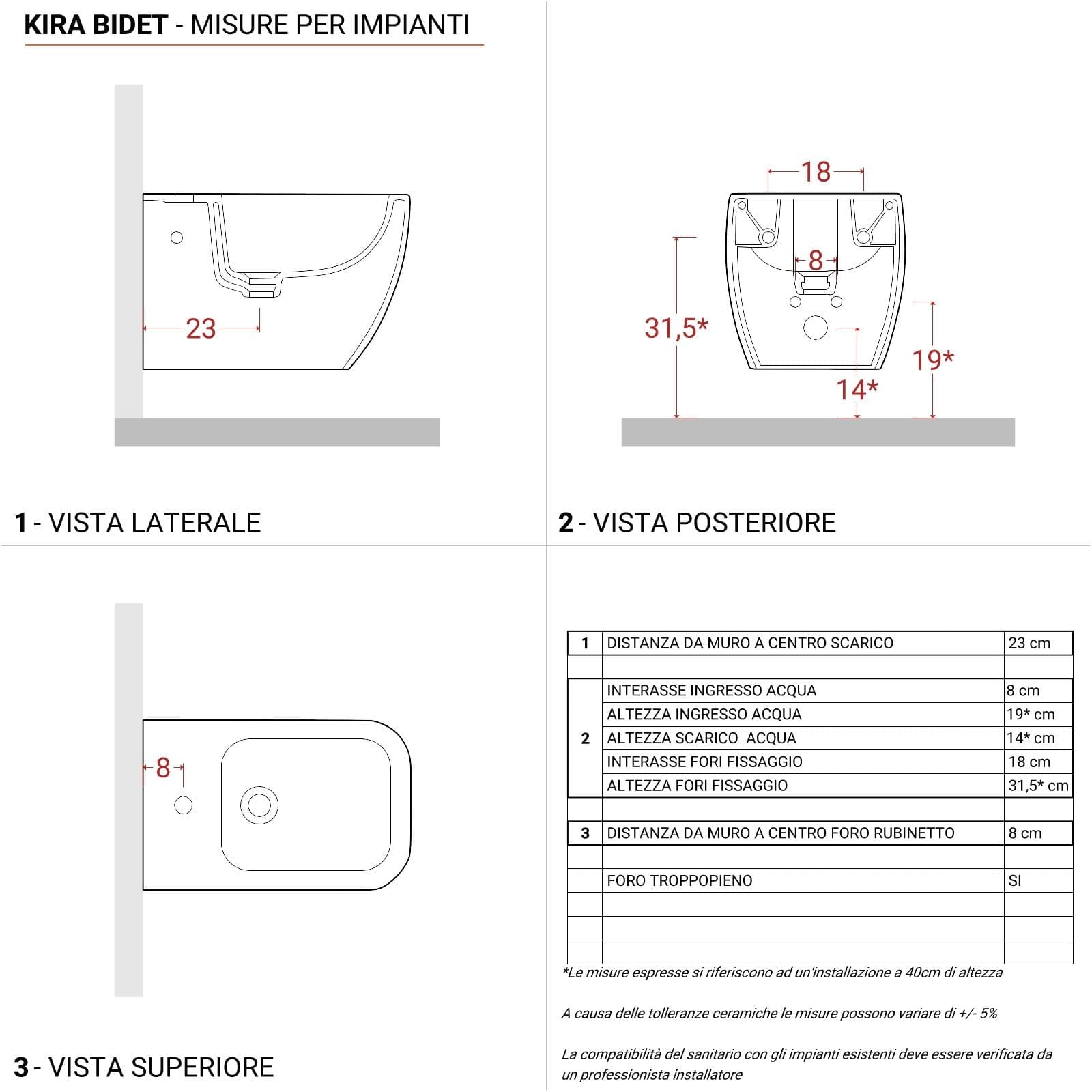 Sanitari sospesi in ceramica con sedile copri wc con chiusura softclose - Kira
