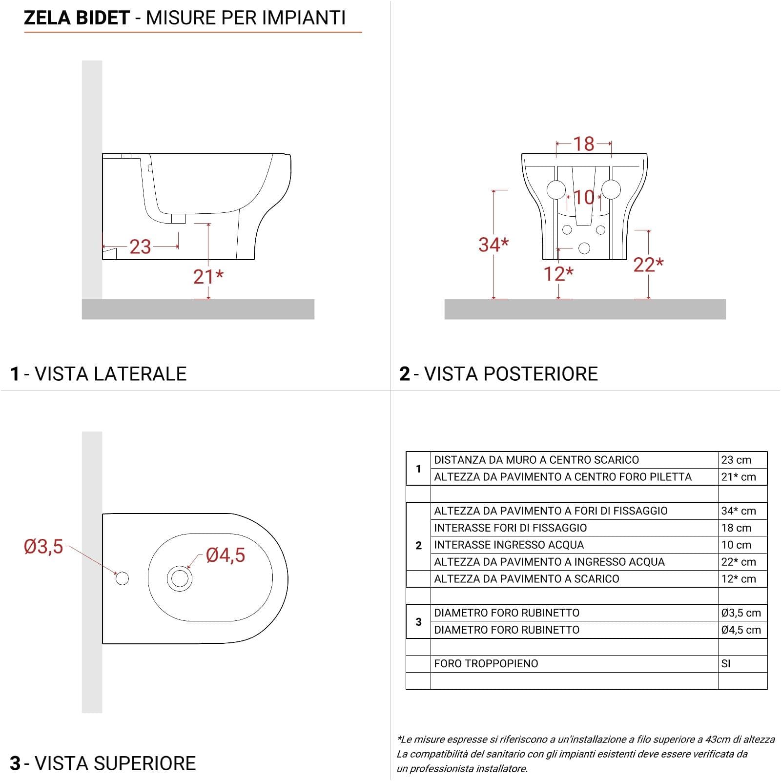 Sanitari sospesi in ceramica senza brida con sedile softclose - Zela