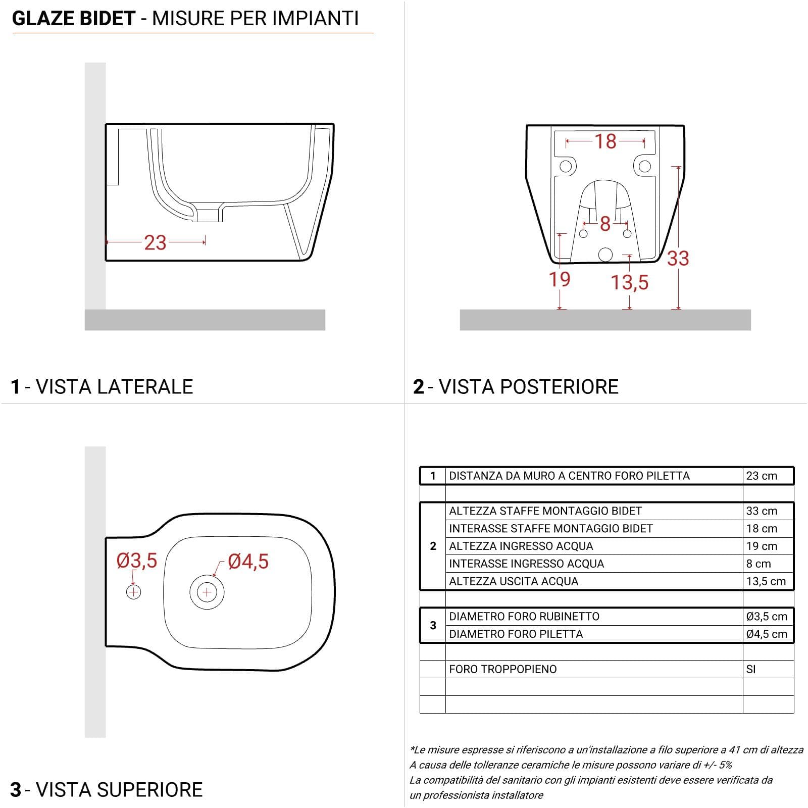 Sanitari sospesi in ceramica serie GLAZE di Azzurra con sedile copri wc chiusura rallentata softclose
