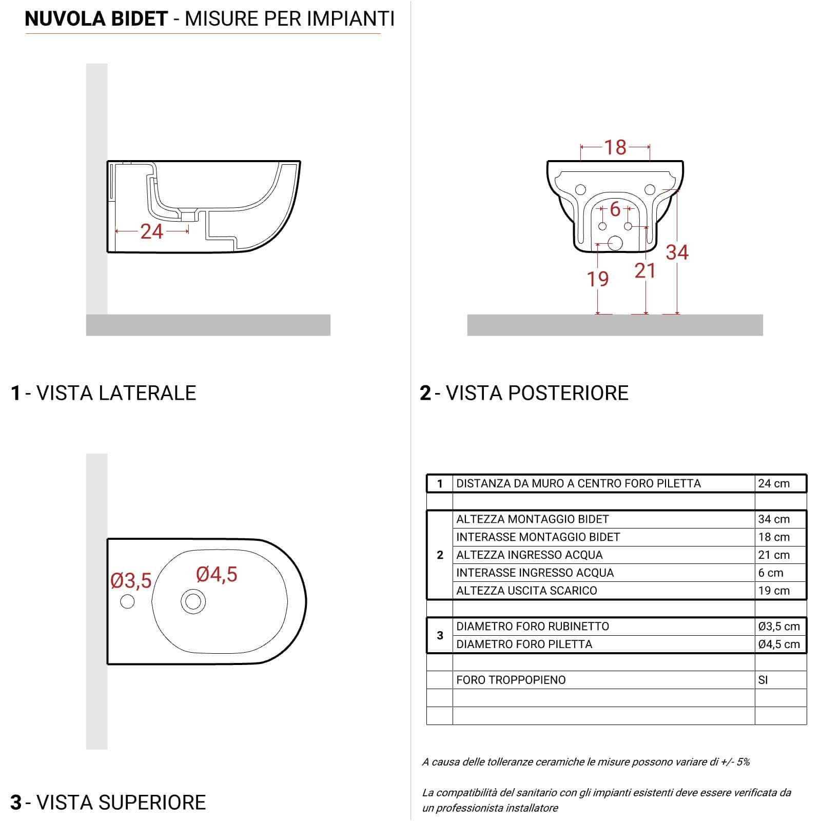 Sanitari sospesi moderni NUVOLA di Azzurra wc + bidet + sedile minimal design