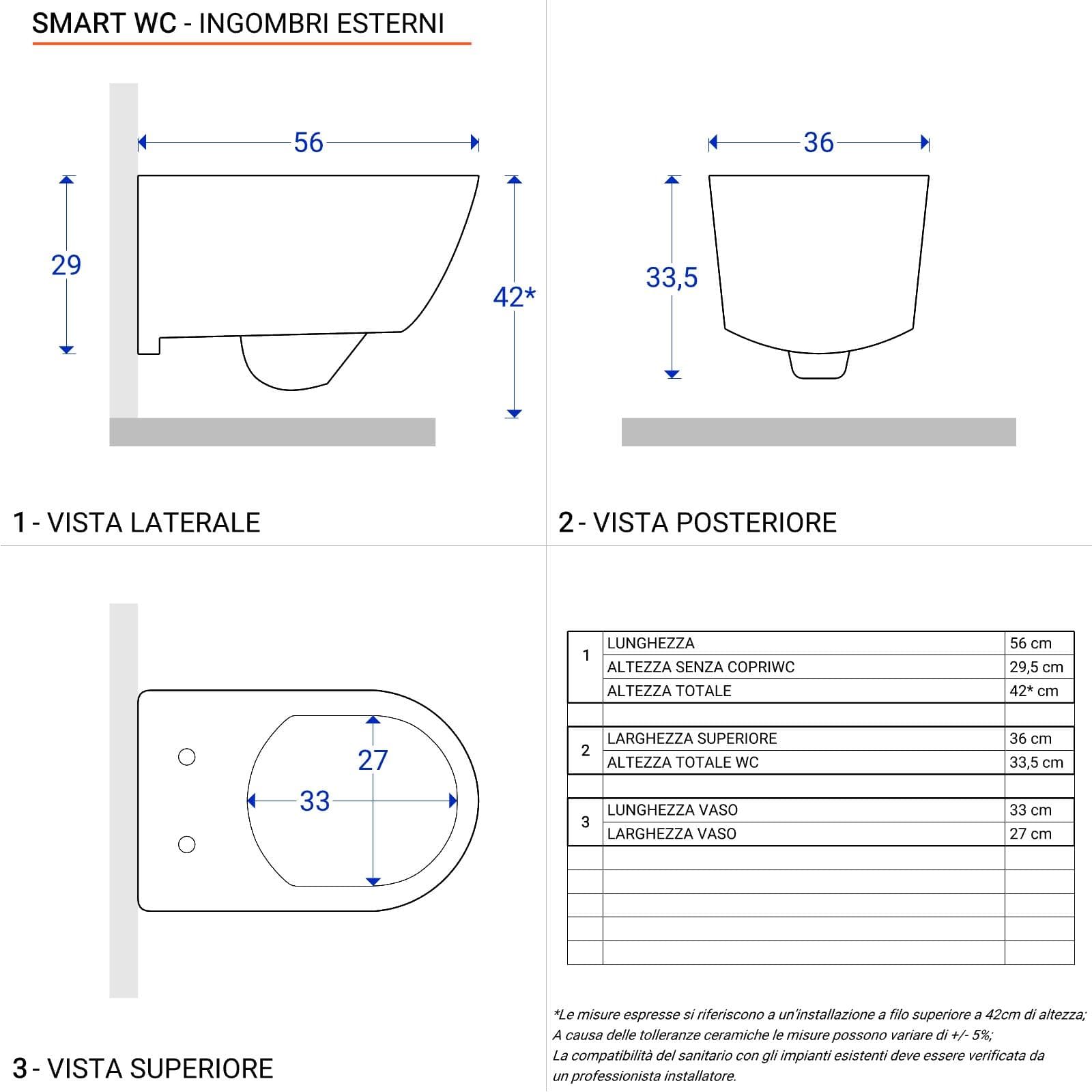 Sanitari sospesi wc e bidet ceramica lucida con sedile soft close - Easy