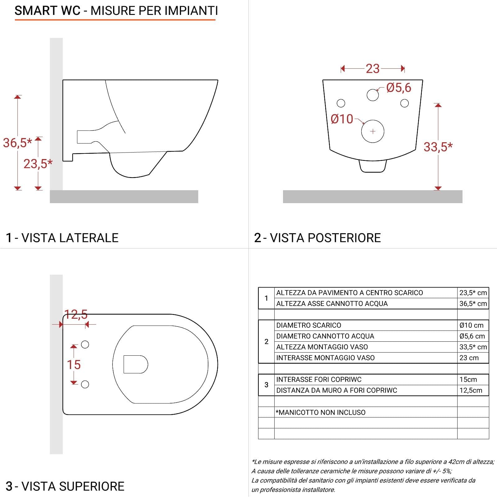 Sanitari sospesi wc e bidet ceramica lucida con sedile soft close - Easy