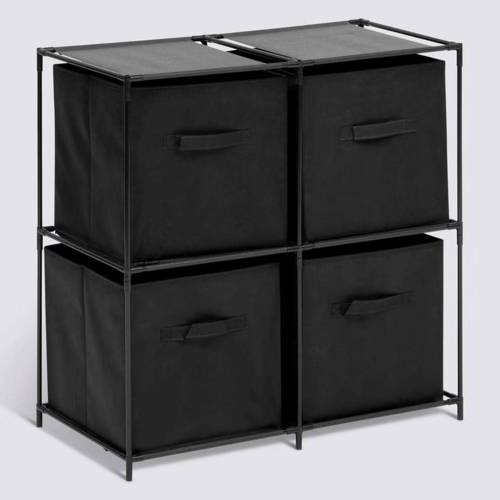 Scaffale 68x67h cm in acciaio nero con 4 cassetti in tessuto