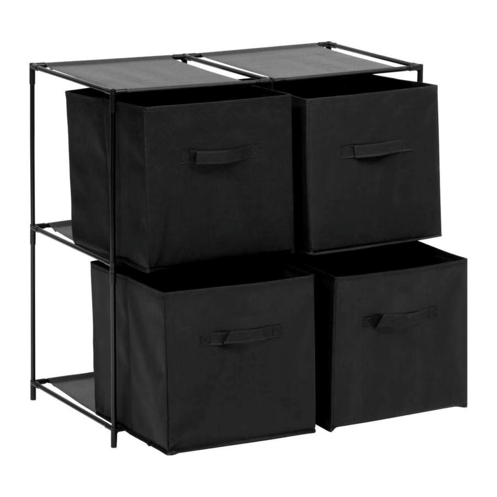 Scaffale 68x67h cm in acciaio nero con 4 cassetti in tessuto