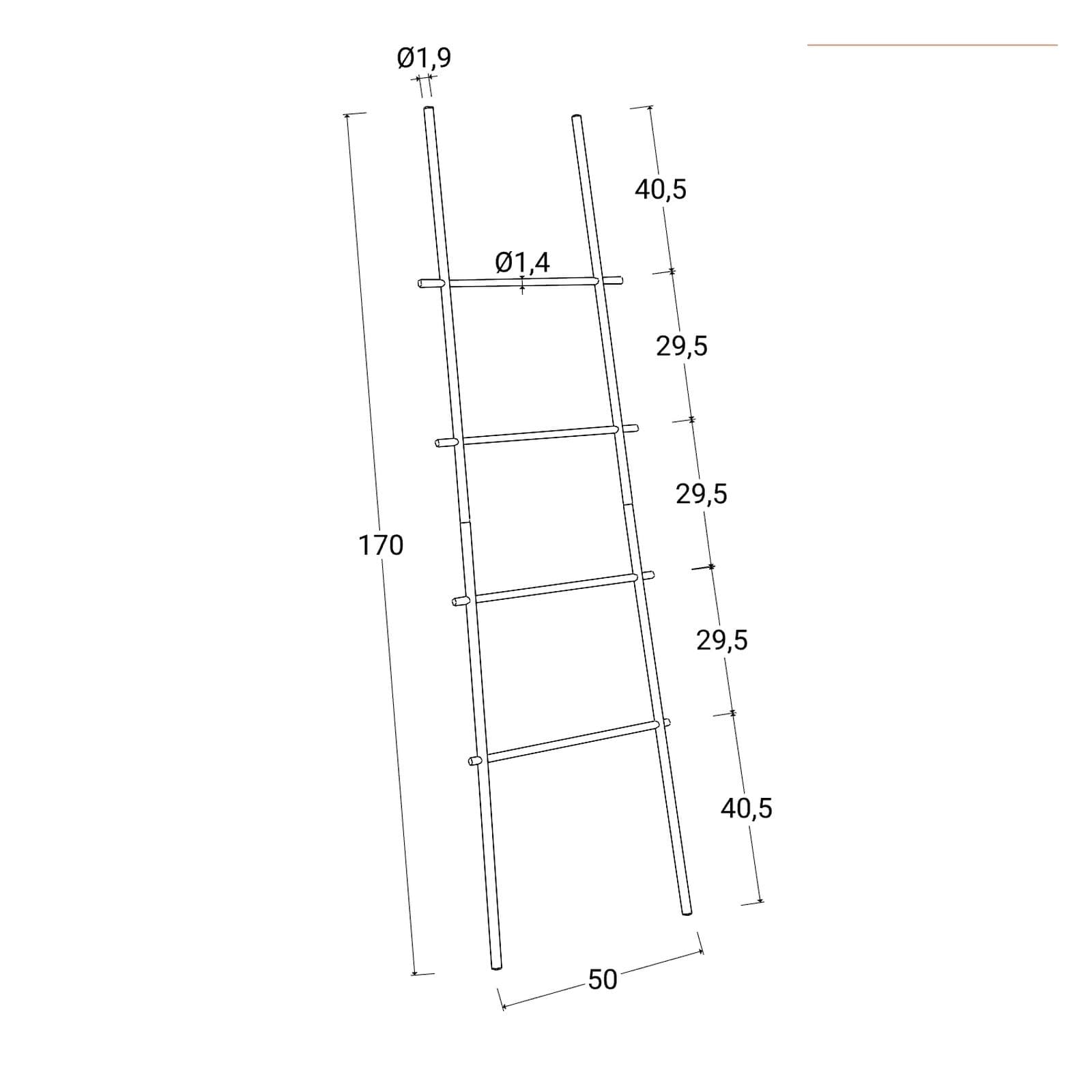 Scala porta salviette da parete 170 h cm in metallo bianco e legno di pino - Mit