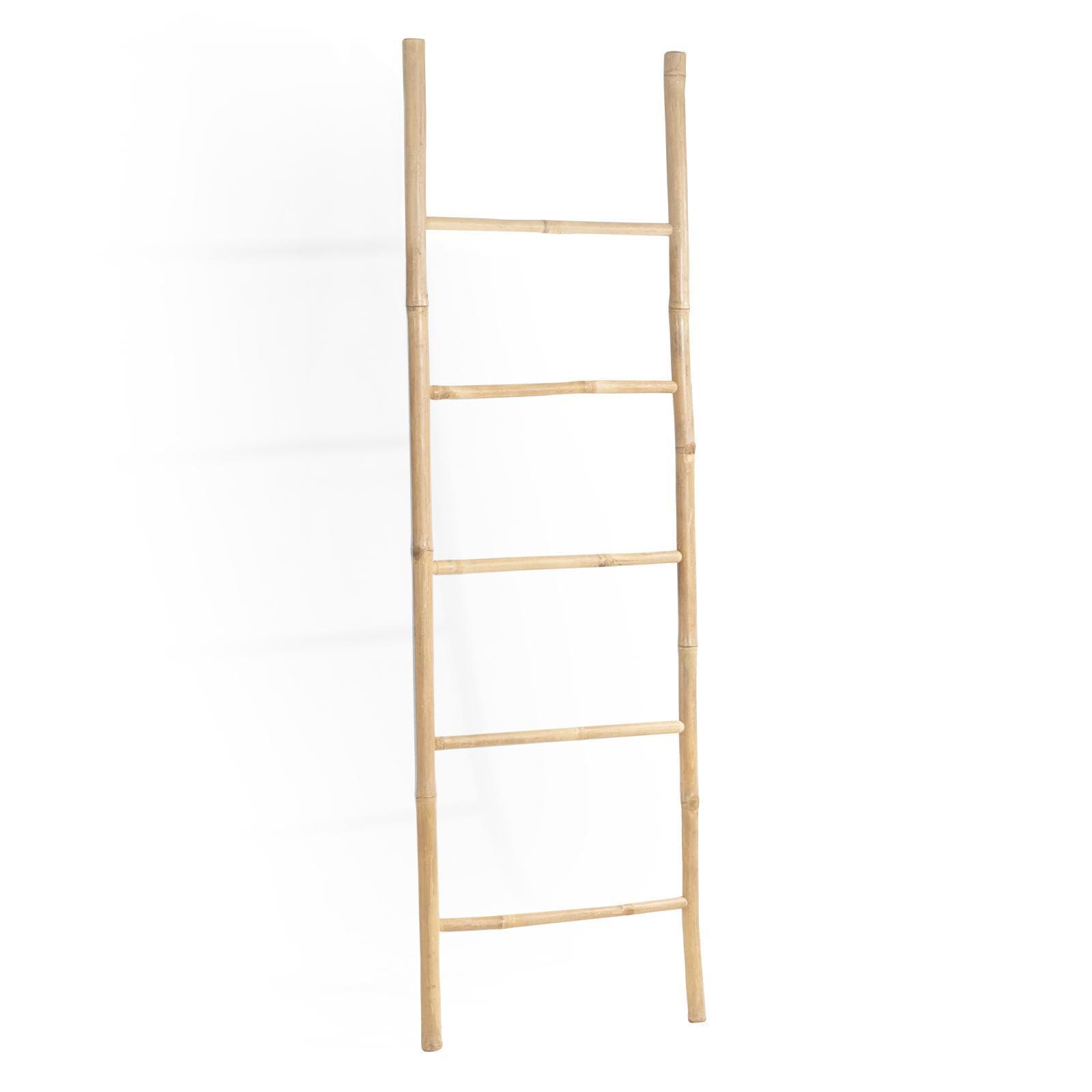 Scala porta salviette da parete in bambù 170h cm