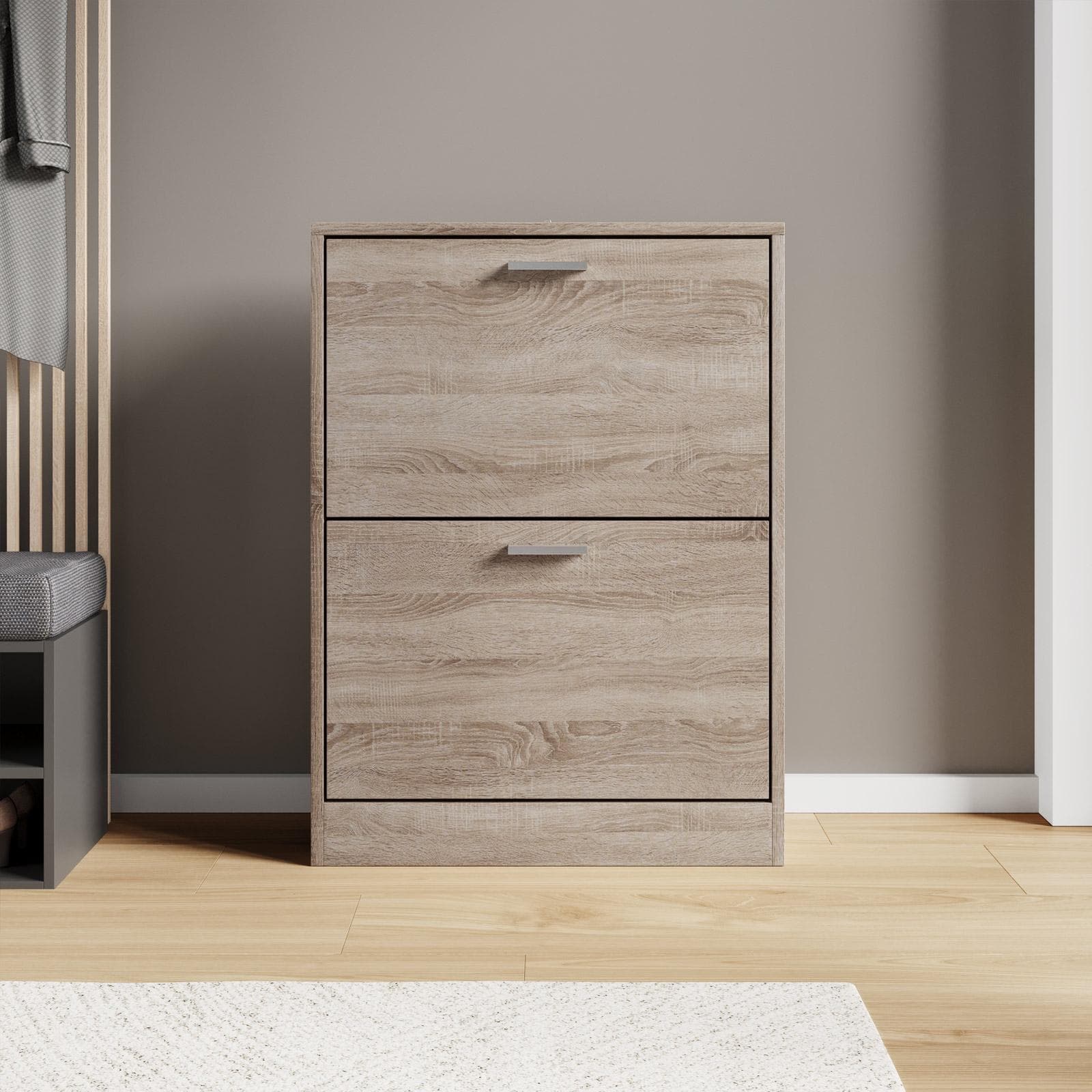 Scarpiera salvaspazio 60x82h cm rovere con 2 ante a ribalta - Sonic