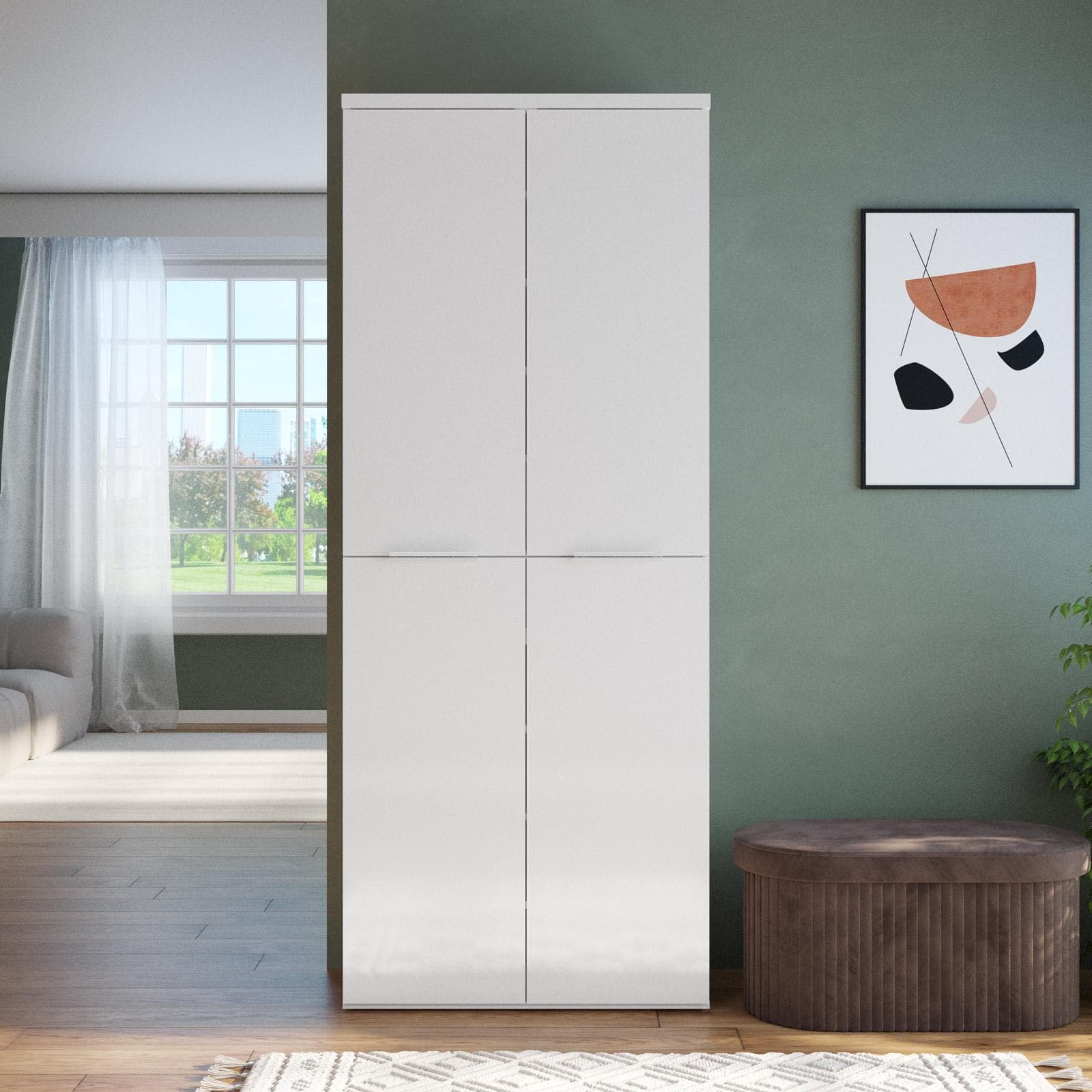 Scarpiera 80x200h cm bianco lucido con 4 ante - Boras hallway