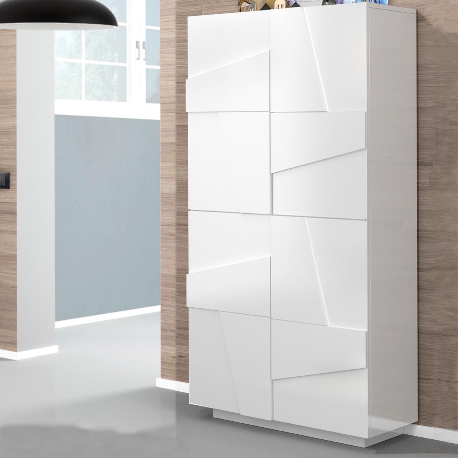 Scarpiera 81x168h cm con 4 ante in legno bianco lucido - Sharps