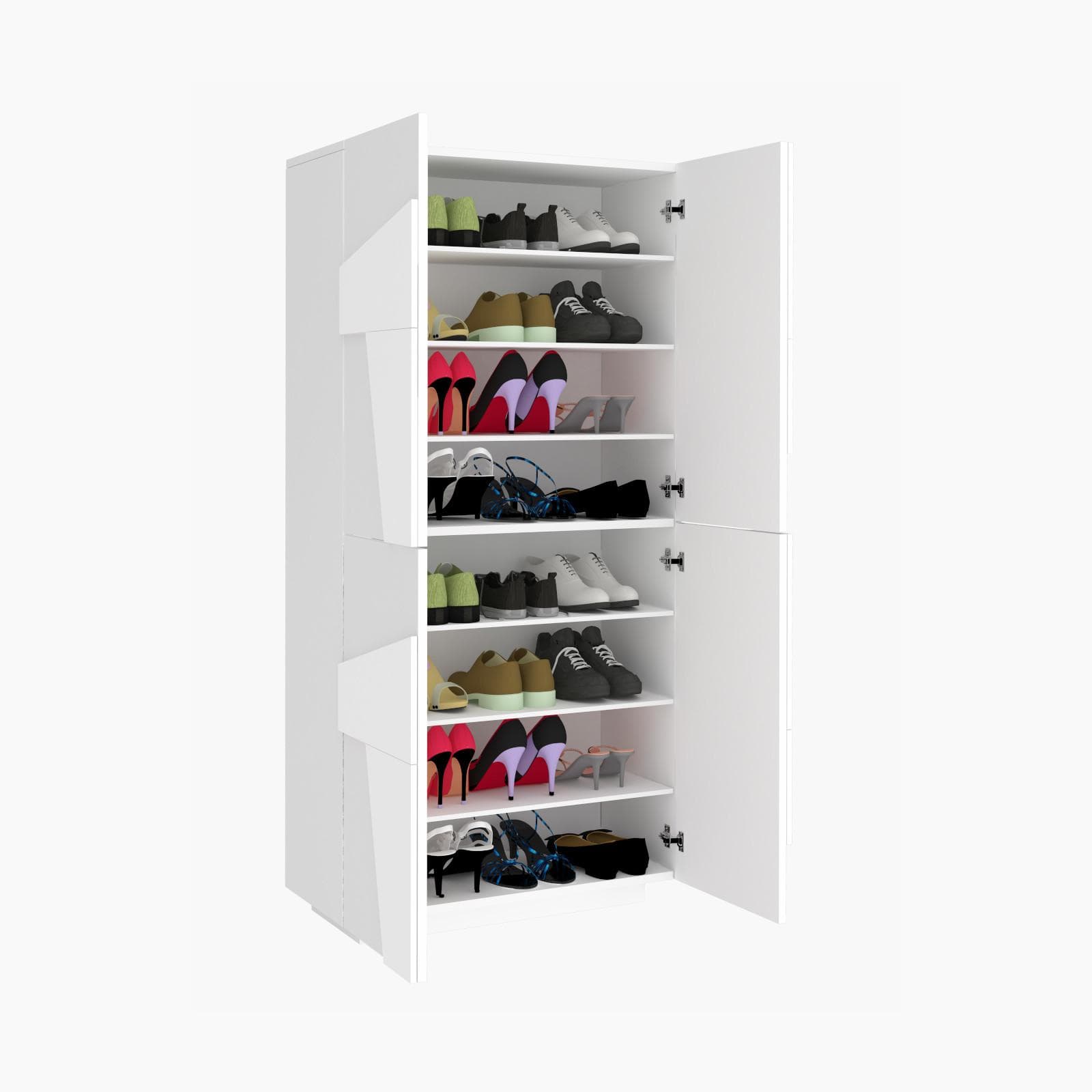Scarpiera 81x168h cm con 4 ante in legno bianco lucido - Sharps