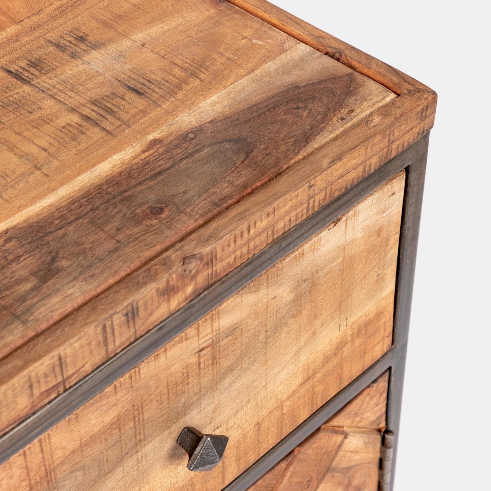 Scarpiera 90x100h cm con cassetti e ante in legno di acacia - Freia Acacia