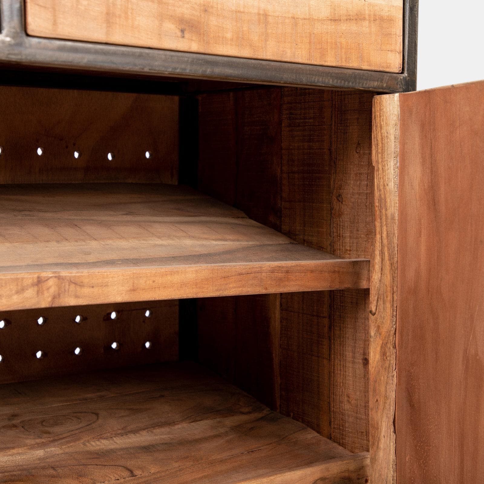 Scarpiera 90x100h cm con cassetti e ante in legno di acacia - Freia Acacia