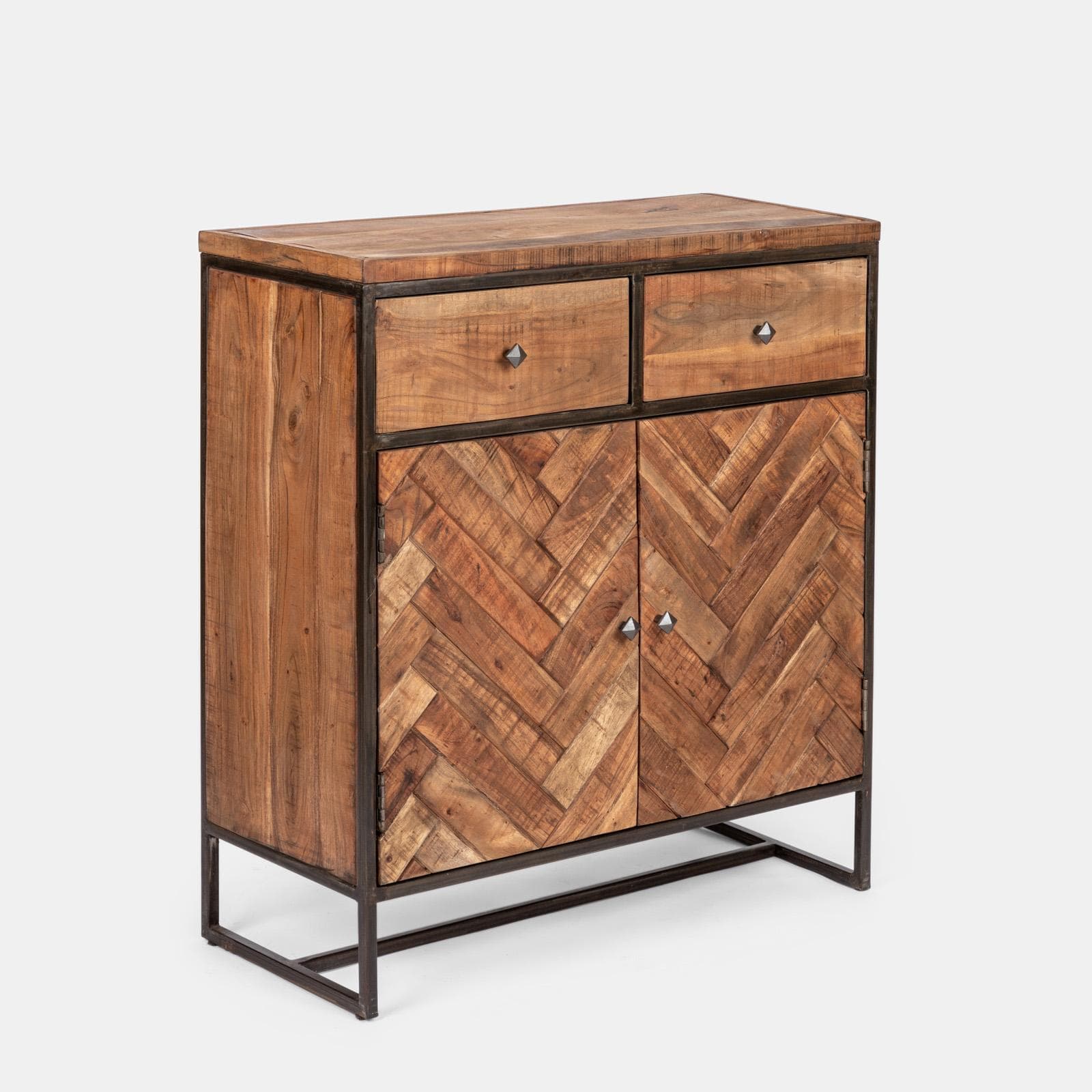 Scarpiera 90x100h cm con cassetti e ante in legno di acacia - Freia Acacia