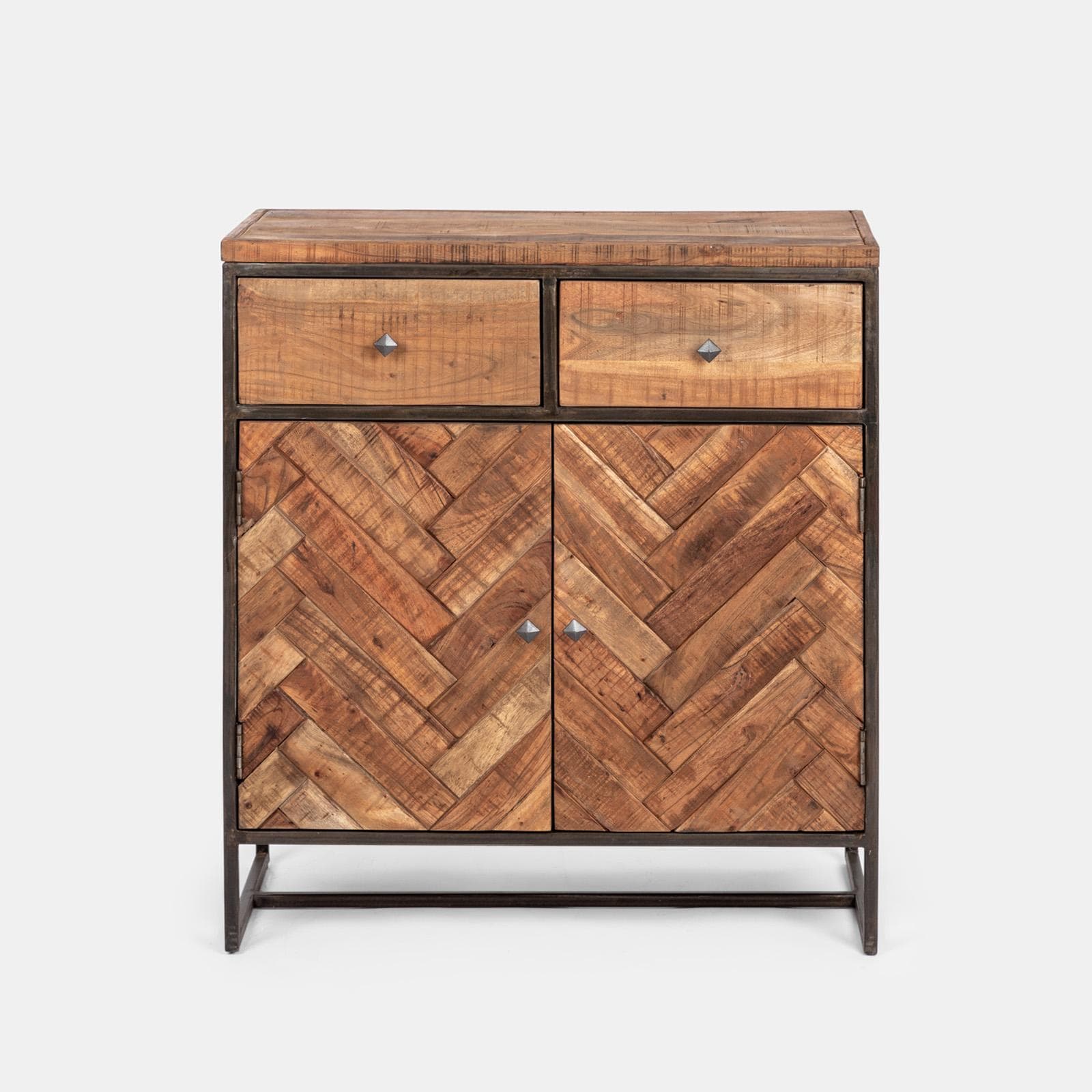 Scarpiera 90x100h cm con cassetti e ante in legno di acacia - Freia Acacia