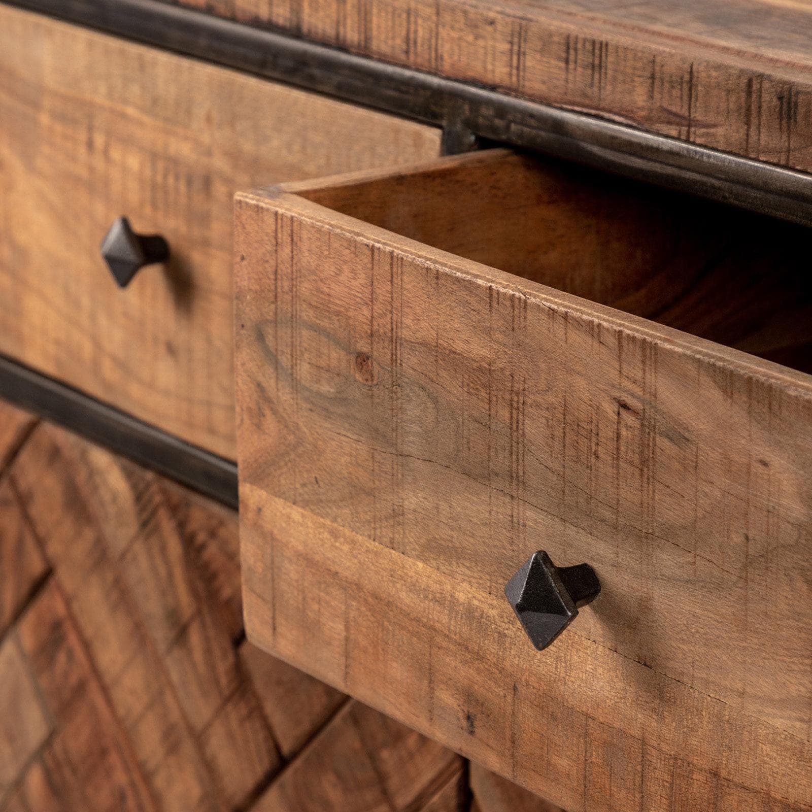 Scarpiera 90x100h cm con cassetti e ante in legno di acacia - Freia Acacia