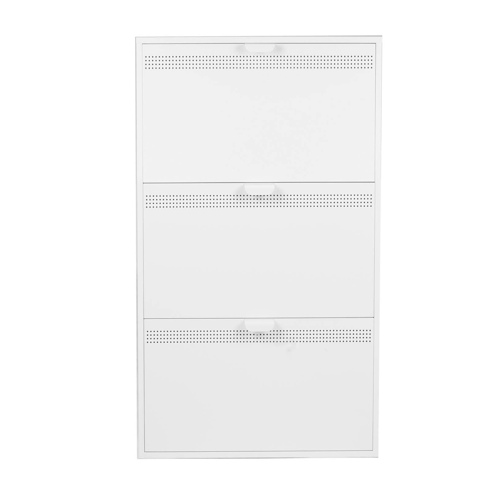 Scarpiera salvaspazio 66x104h cm in acciaio verniciato bianco con 3 vani a ribalta - Eclipse