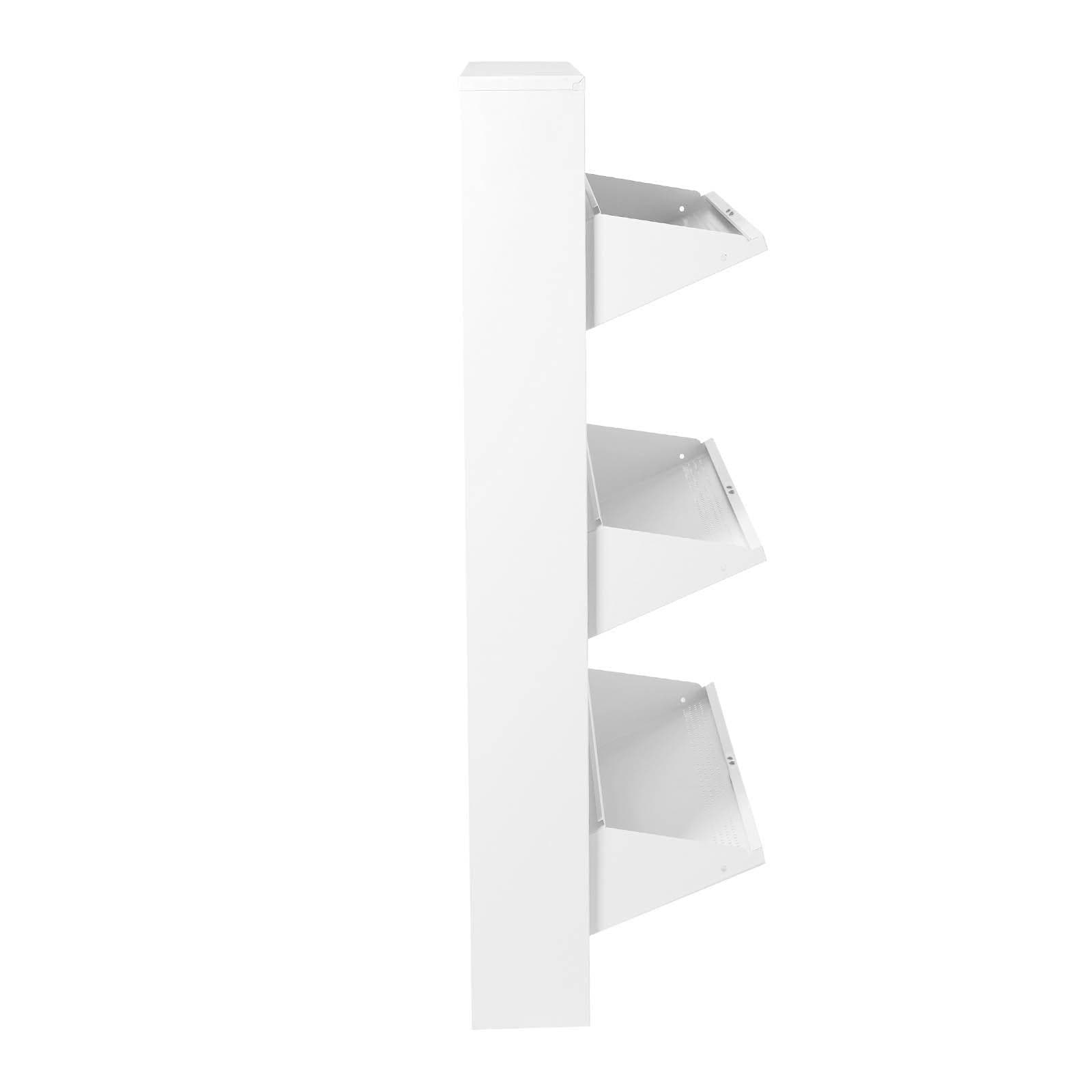 Scarpiera salvaspazio 66x104h cm in acciaio verniciato bianco con 3 vani a ribalta - Eclipse